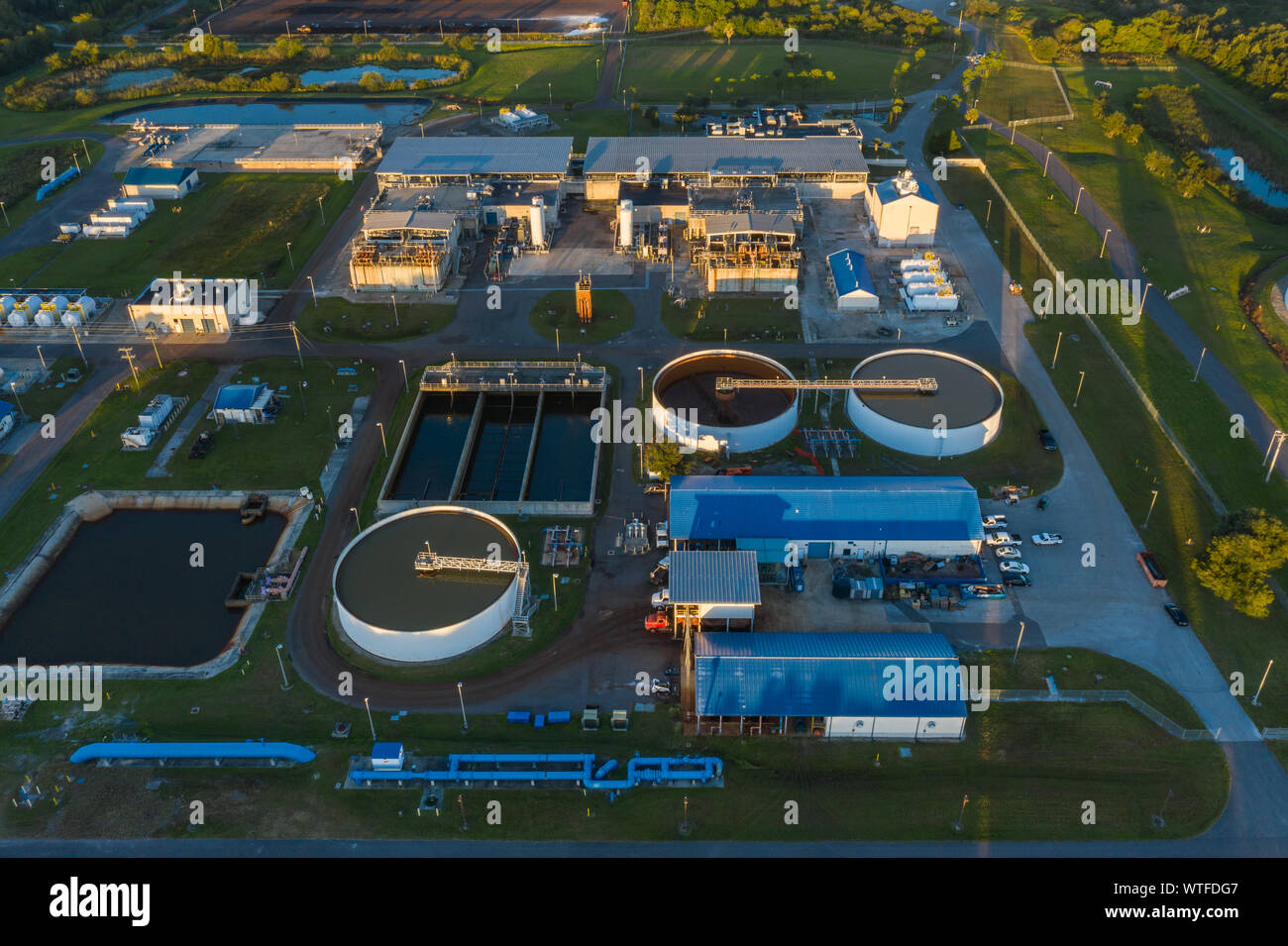 Vista aérea de la planta Regional de tratamiento de Aguas superficiales de Tampa Bay en Tampa, Florida. Foto de stock