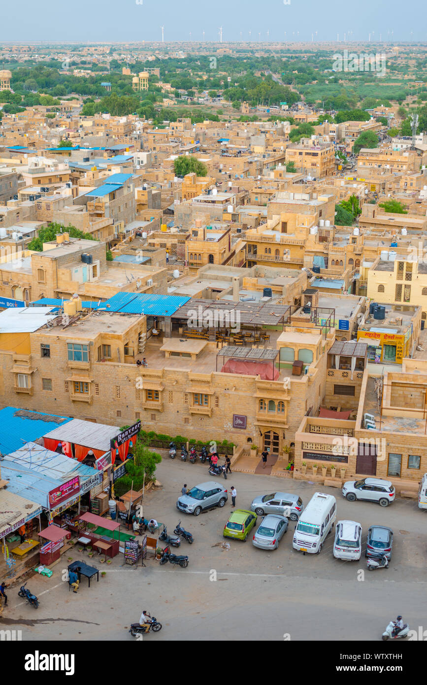 Vista aérea de Jaisalmer, la Ciudad Dorada de Rajasthán Foto de stock
