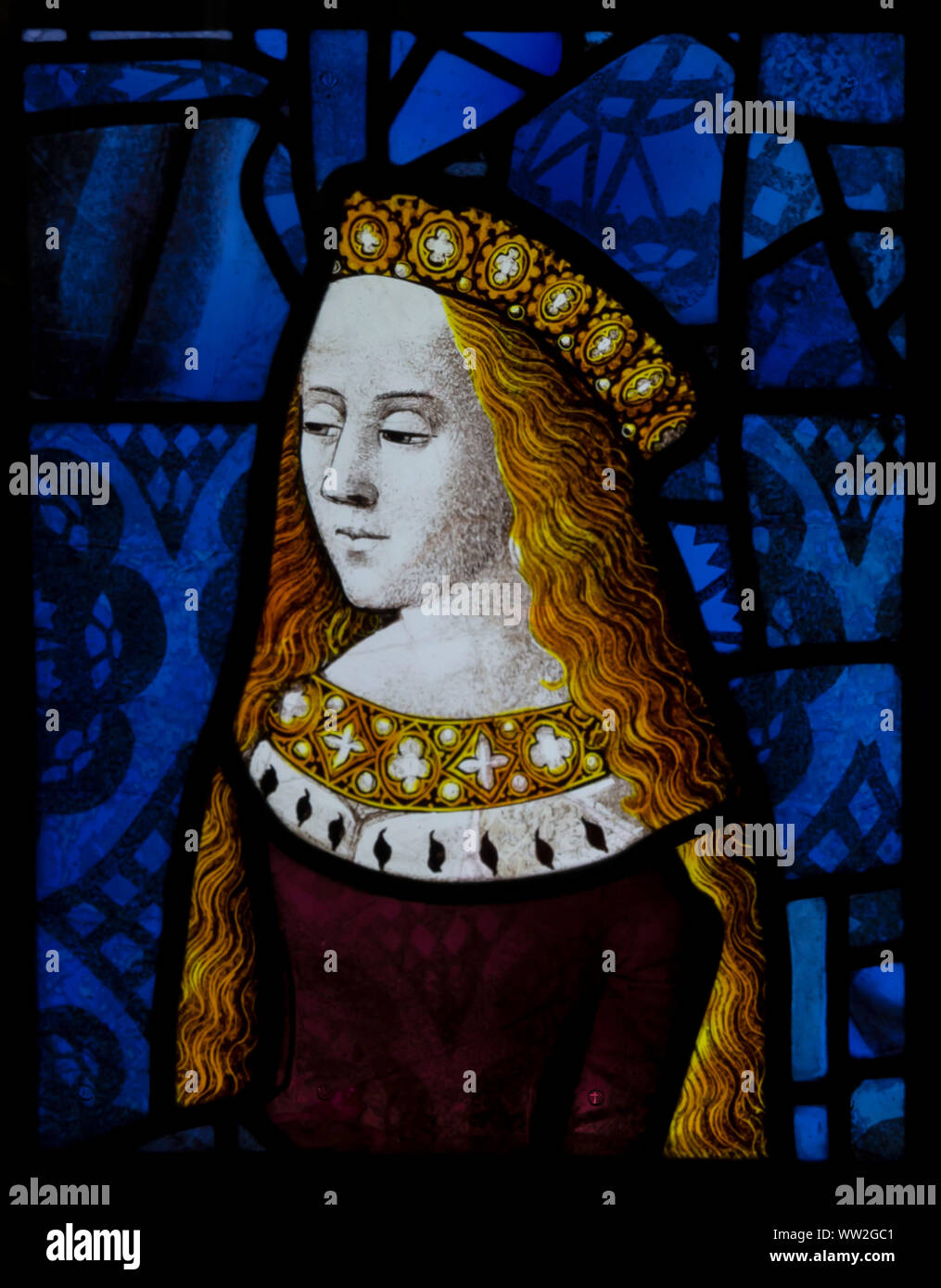 La princesa Cecilia, hija de Eduardo IV, ventana real, la Catedral de Canterbury, circa 1482-1487, Foto de stock