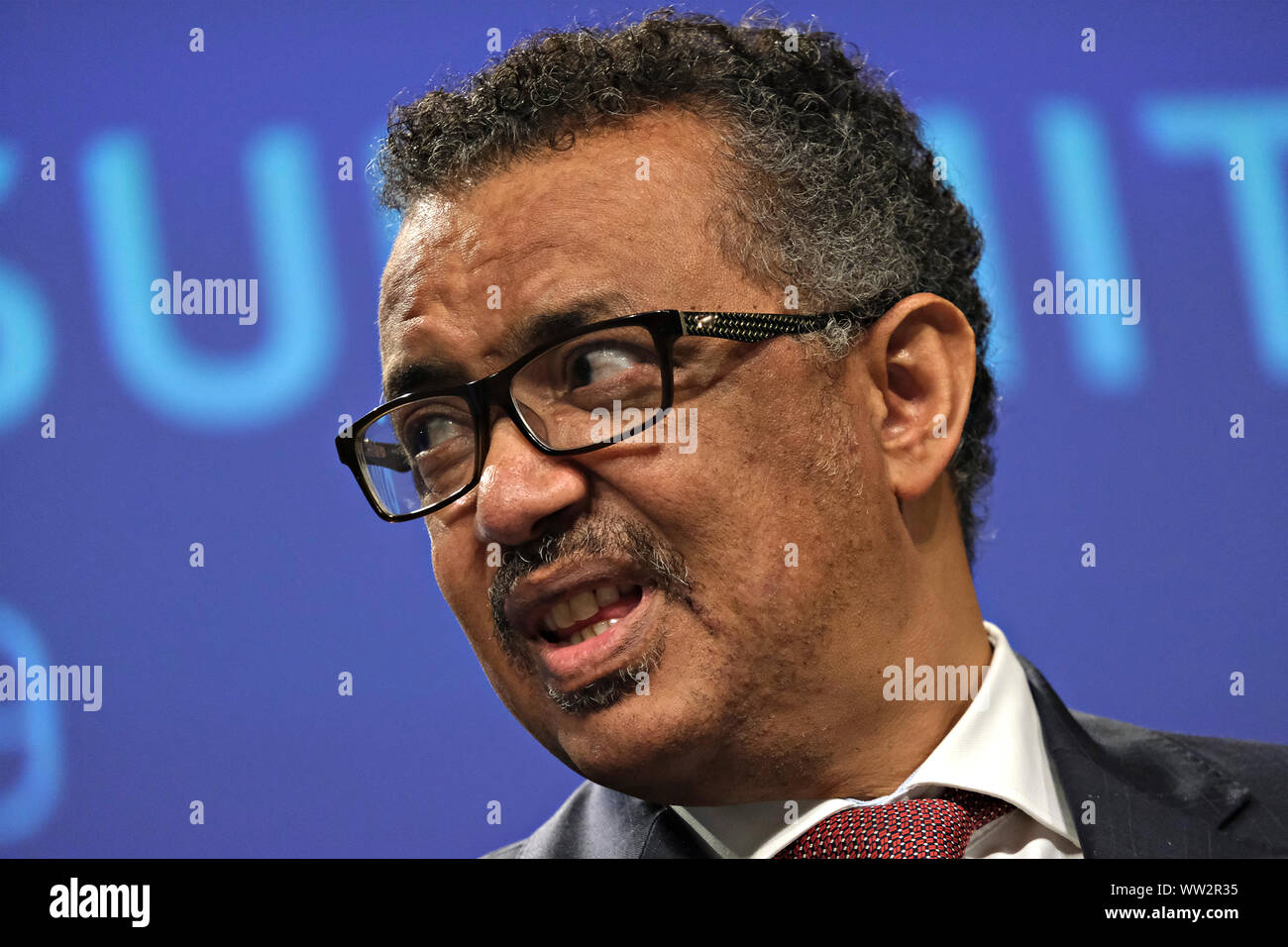 Bruselas, Bélgica. 12 de septiembre de 2019. Conferencia de prensa por el Comisario Vytenis ANDRIUKAITIS y el Director General de la Organización Mundial de la Salud Tedros Adhanom Ghebreyesus, en ocasión de la Cumbre Mundial de Vacunación. Alexandros Michailidis/Alamy Live News Foto de stock