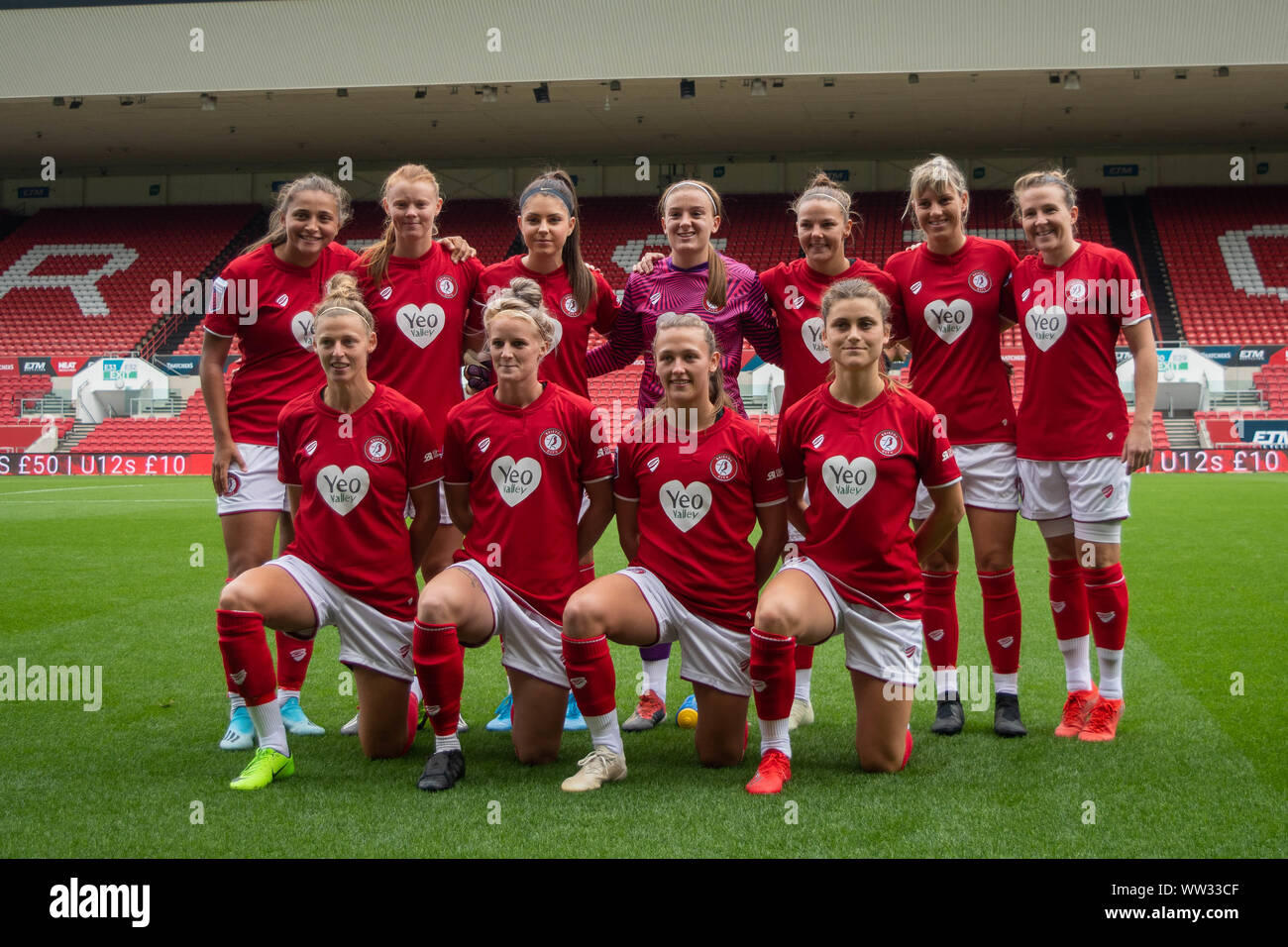 Bristol, Inglaterra, 7 de septiembre de 2019. Barclays FA Womens Super League match entre Bristol City Women vs Brighton & Hove Albion en Ashton Gate. Foto de stock