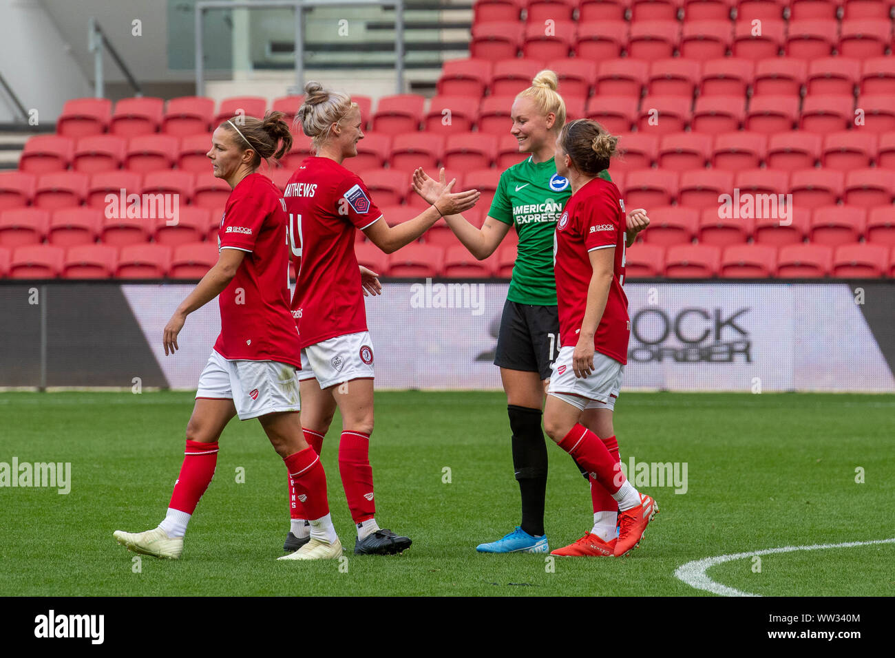 Bristol, Inglaterra, 7 de septiembre de 2019. Barclays FA Womens Super League match entre Bristol City Women vs Brighton & Hove Albion en Ashton Gate. Foto de stock
