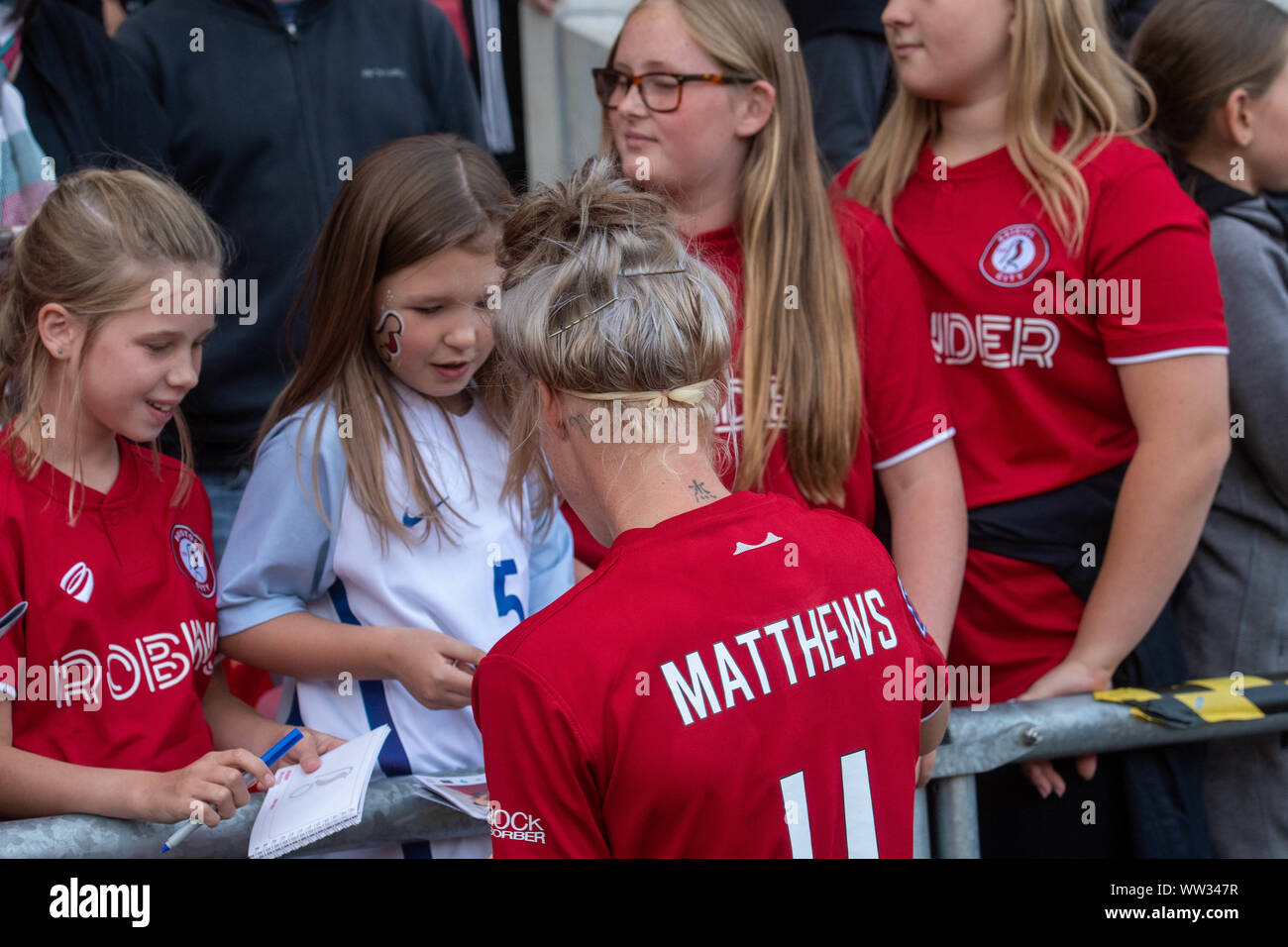 Bristol, Inglaterra, 7 de septiembre de 2019. Barclays FA Womens Super League match entre Bristol City Women vs Brighton & Hove Albion en Ashton Gate. Foto de stock