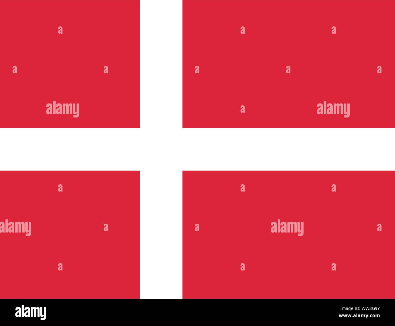 La bandera de Dinamarca. Banner con un blanco en la cruz roja. Copenhague. Escandinavia Ilustración del Vector
