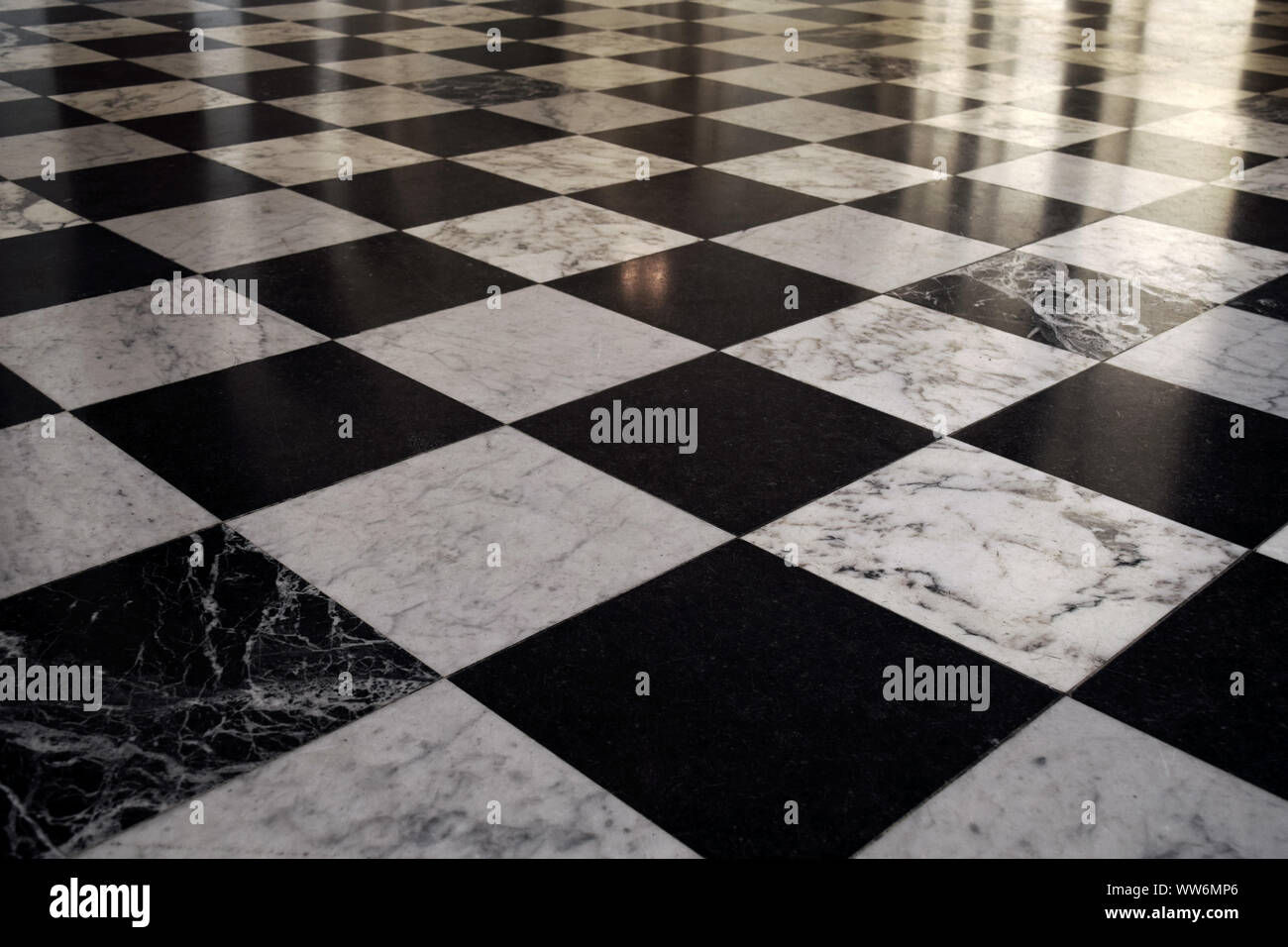 1:12th Clásico Negro y blanco grande de tablero de ajedrez de baldosas de diseño 