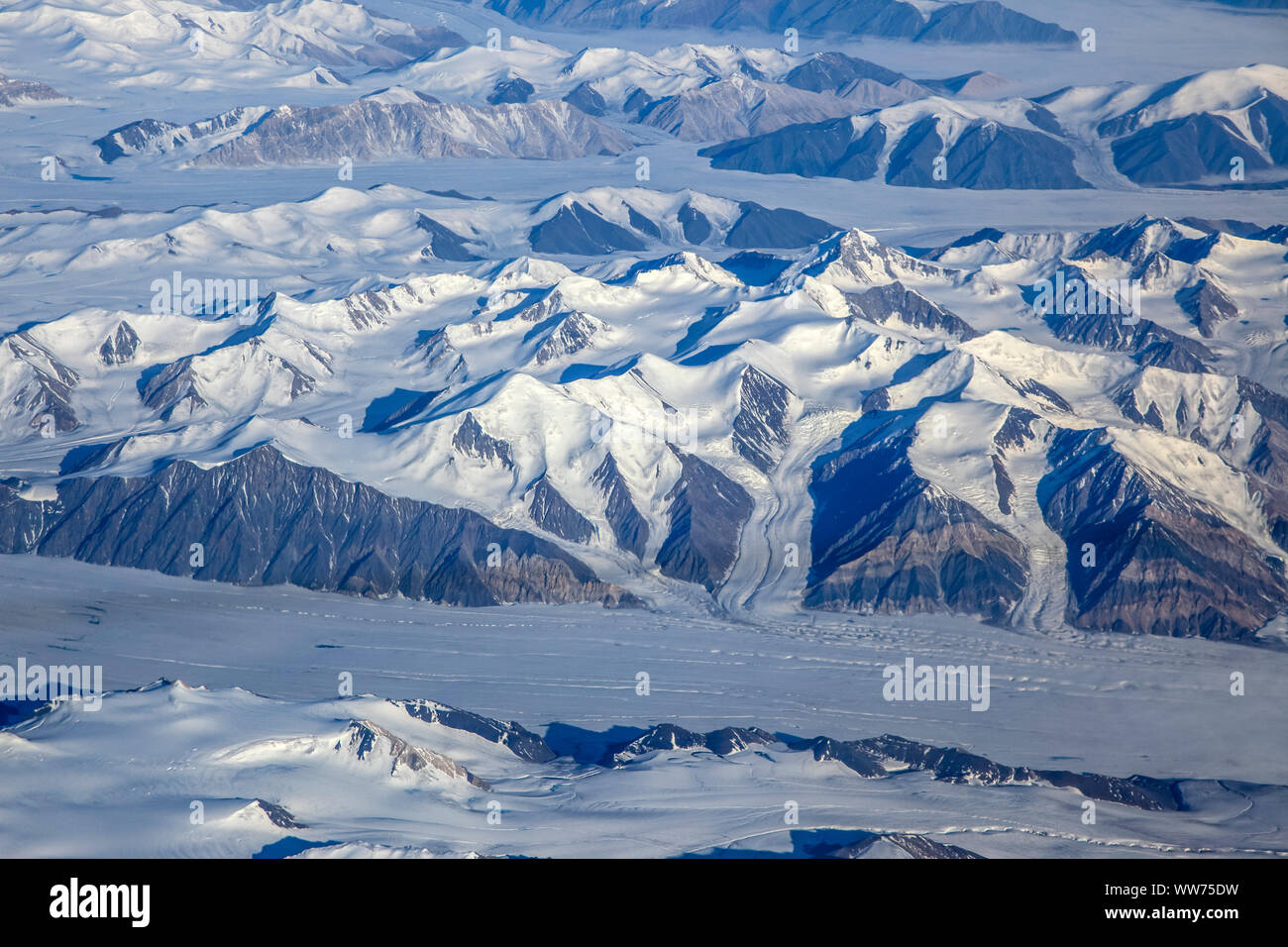 América del Norte, Canadá, Norte de Canadá, Nunavut, isla de Ellesmere, glaciares, montañas, paisajes de hielo Foto de stock