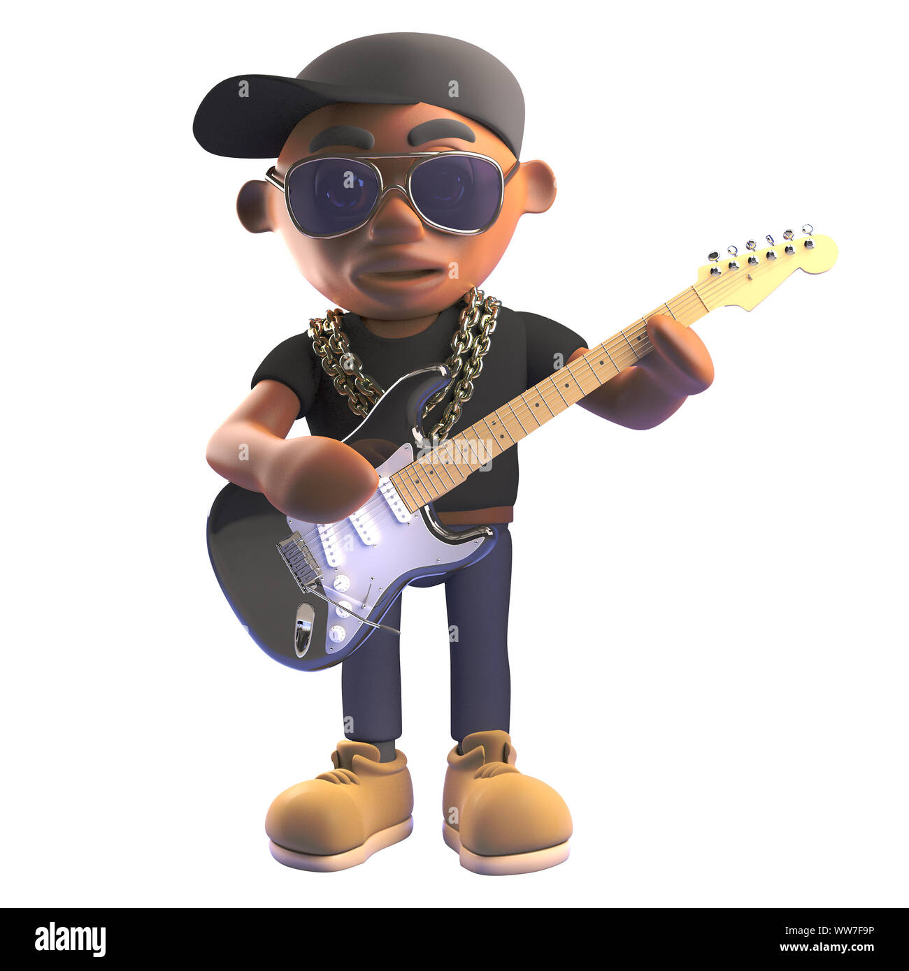 micro Darse prisa maravilloso 3D black hiphop rapero en gorra de béisbol tocando la guitarra eléctrica,  ilustración 3D Render Fotografía de stock - Alamy