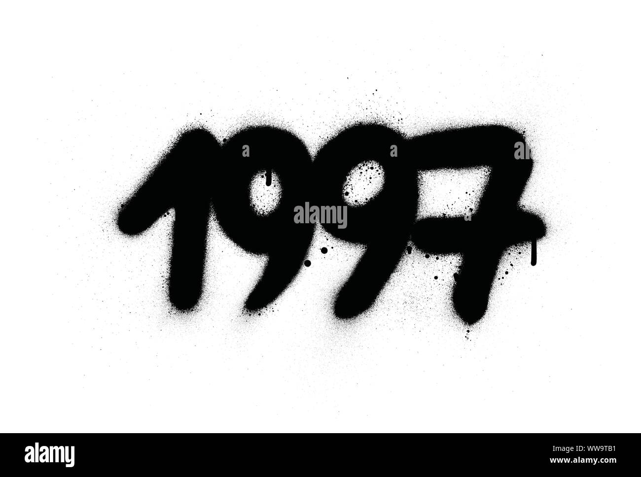 Graffiti 1997 fecha rociados en negro sobre blanco Ilustración del Vector