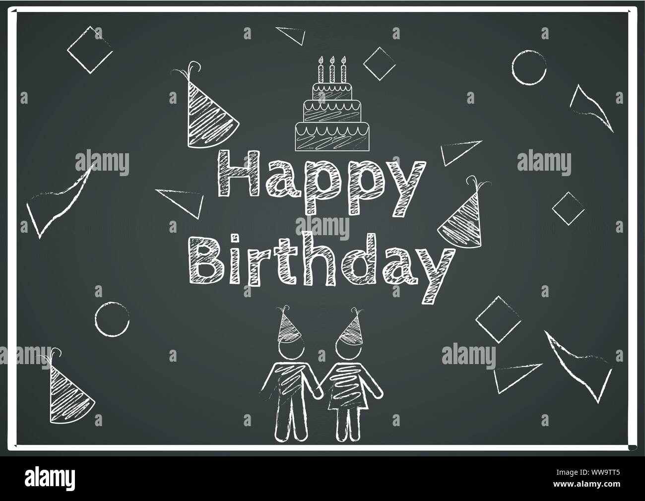 Ilustración vectorial feliz cumpleaños a fondo con el arte de la pizarra  Imagen Vector de stock - Alamy