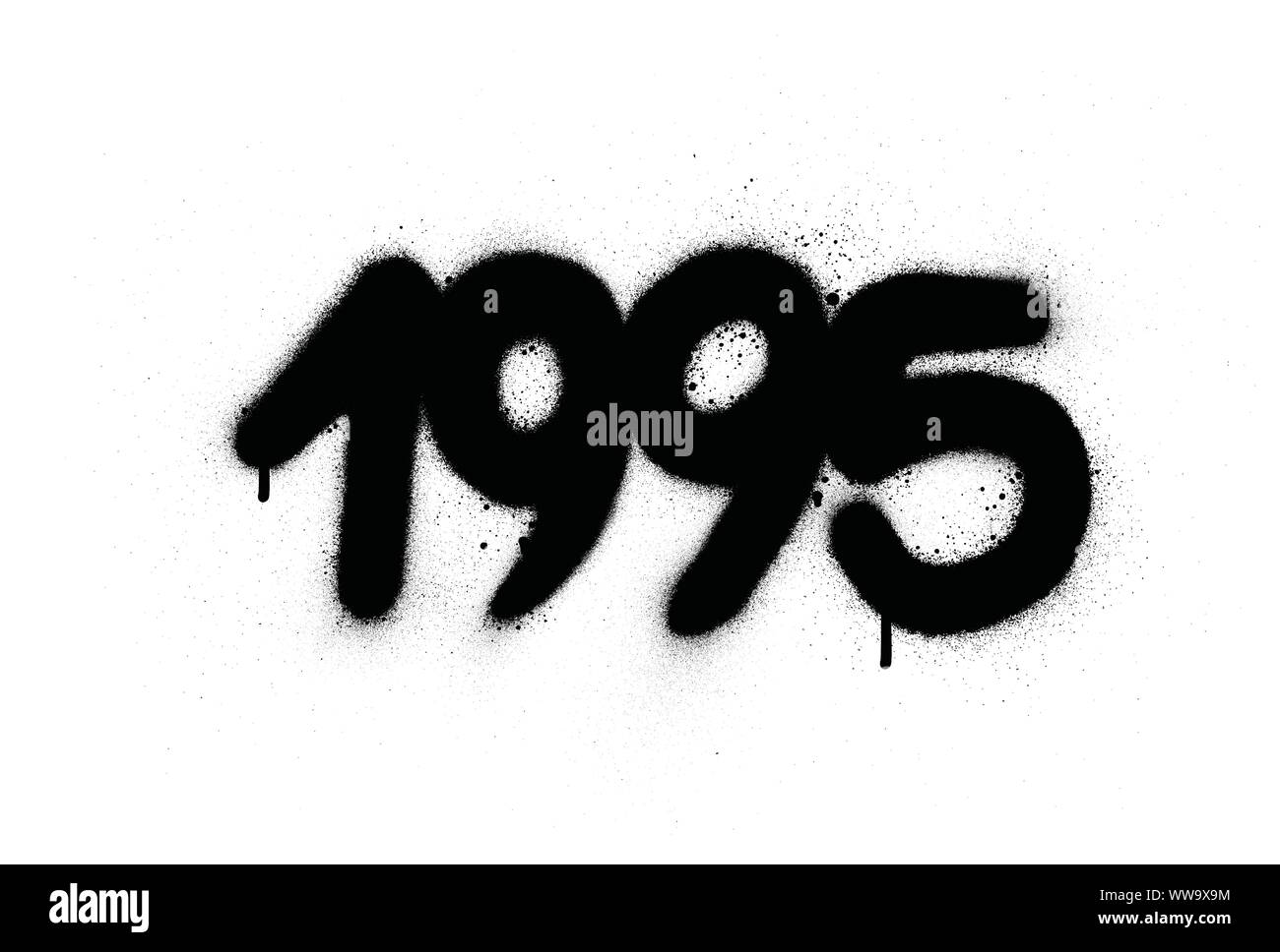 Graffiti 1995 fecha rociados en negro sobre blanco Ilustración del Vector
