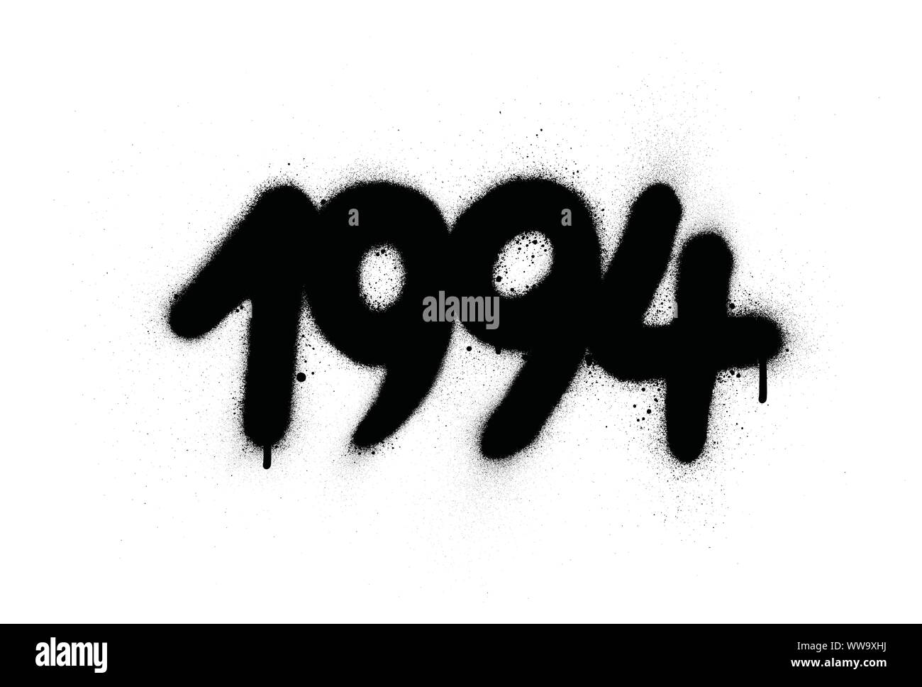 Graffiti 1994 fecha rociados en negro sobre blanco Ilustración del Vector