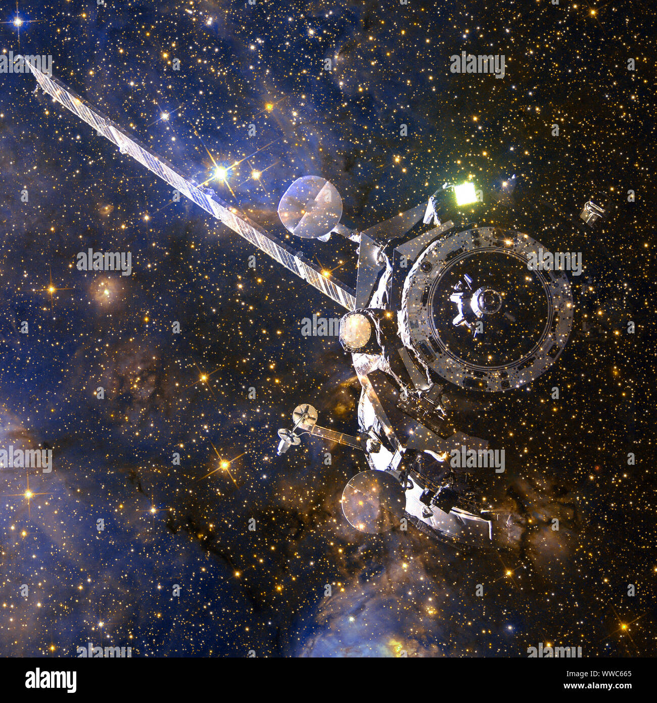 Las naves espaciales. Arte cósmico, papel tapiz de ciencia ficción. Los elementos de esta imagen proporcionada por la NASA Foto de stock