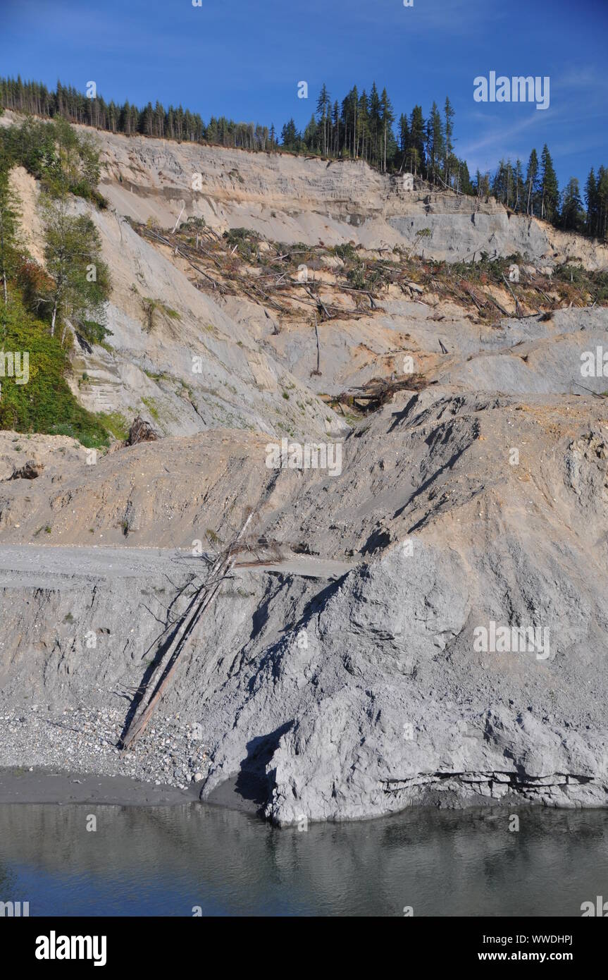 2014 Oso Landslide, Oso Landslide, North Fork Stillaguamish River Valley, Snohomish County, Washington, EE.UU Foto de stock