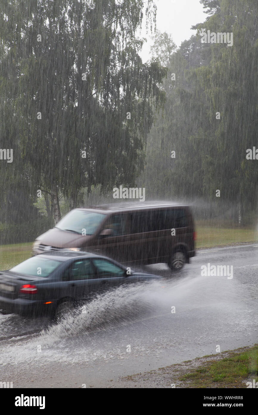 Tráfico de Heavy Rain, que ofrece cascadas de agua Foto de stock