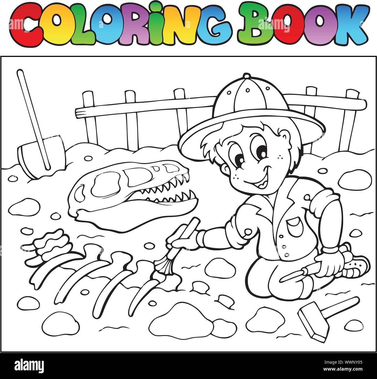 Libro Para Colorear De Excavadora De Dinosaurio Imagen Vector De Stock Alamy Libro Para Colorear De Excavadora De Dinosaurio Imagen Vector De Stock Alamy