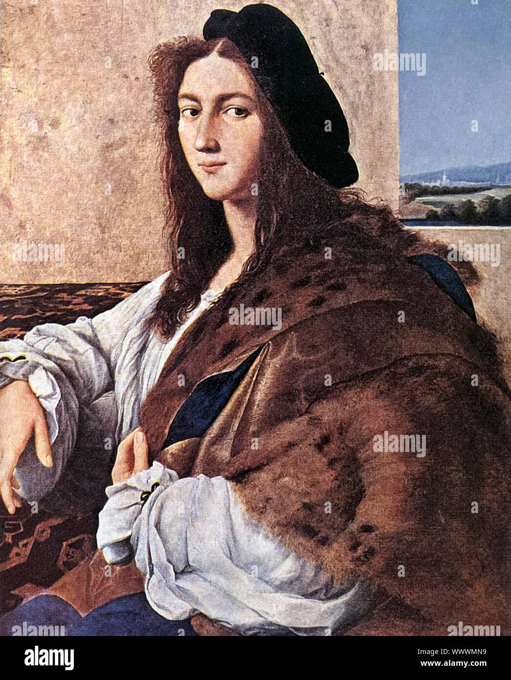 Rafael, Retrato de un hombre joven, (faltan después de 1939), retrato, 1514-1515 Foto de stock
