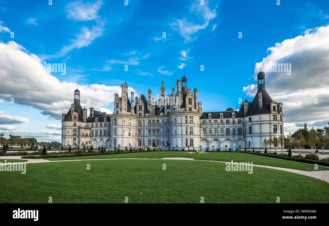 Castillo de Chambord, el castillo más grande del valle del Loira, Francia Foto de stock