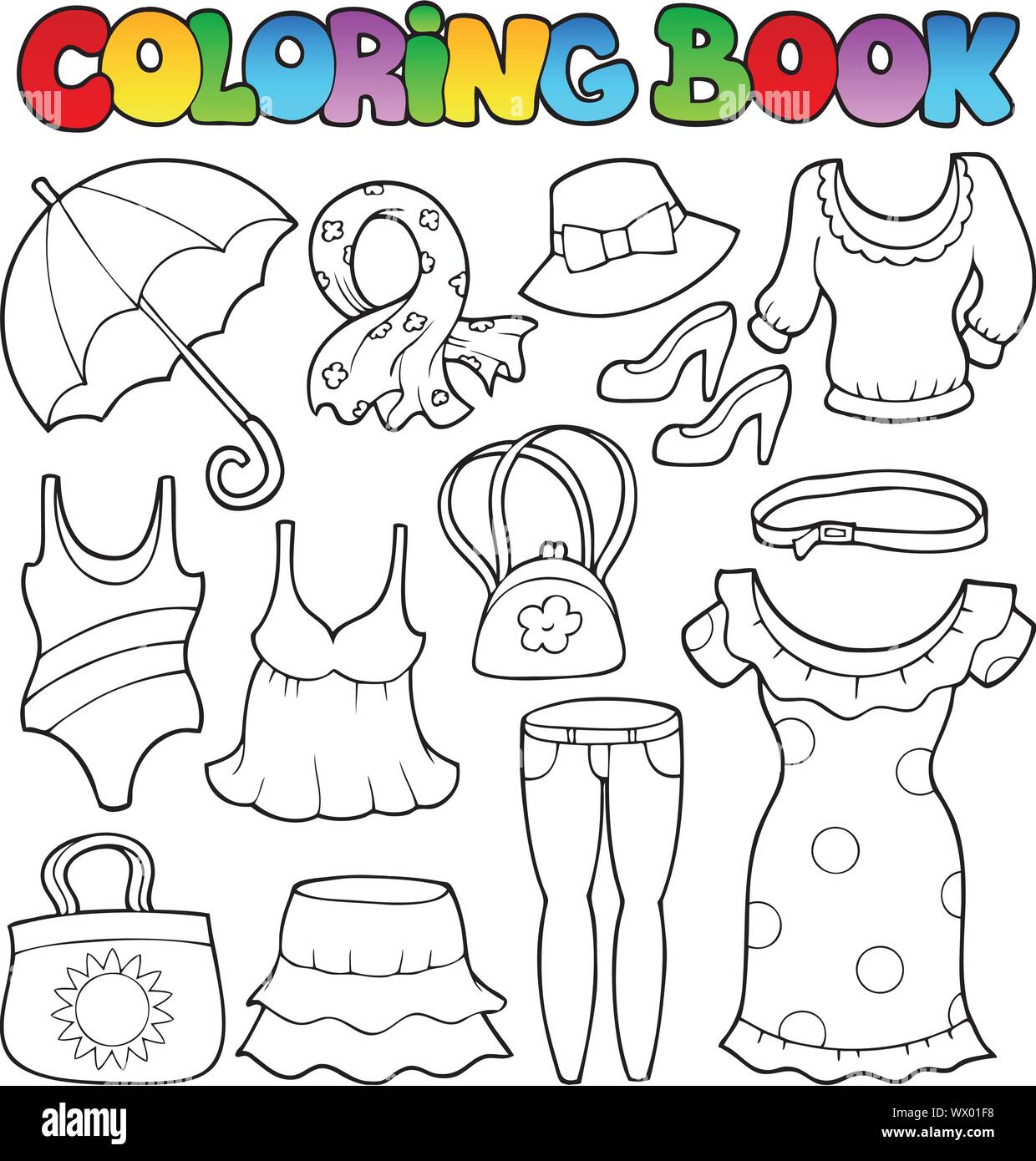 Libro para colorear ropa Tema 2 Imagen Vector de stock - Alamy