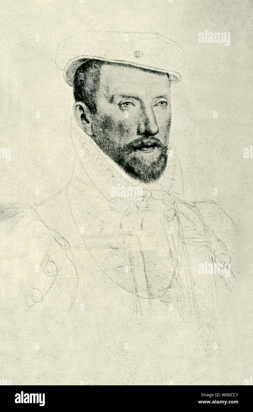 Gaspard de Coligny; II, C1565-1570, (1907). Retrato del almirante hugonote francés Gaspard de Coligny; (1517-1572). Ya herido por un anterior atentado contra su vida, Coligny; fue asesinado en su habitación de la presencia de la Iglesia Católica Duc de Guise en la Masacre del Día de San Bartolomé el 23 de agosto de 1572. Posteriormente, la matanza se extendió a hugonotes ordinaria, inicialmente en París, pero más tarde en gran parte del país, con turbas católica asesinando a decenas de miles de protestantes. Después de una pintura hecha por Fran 1565-1570çois Clouet, en el Museo de Arte de Saint Louis, Missouri, EE.UU. Desde la "Exposition de Foto de stock