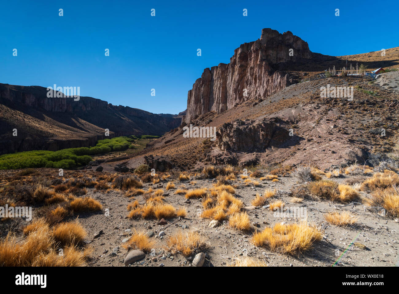 El Cañón del Río Pinturas, cerca de la Cueva de los Maos, Patagonia, Argentina, Sudamérica Foto de stock