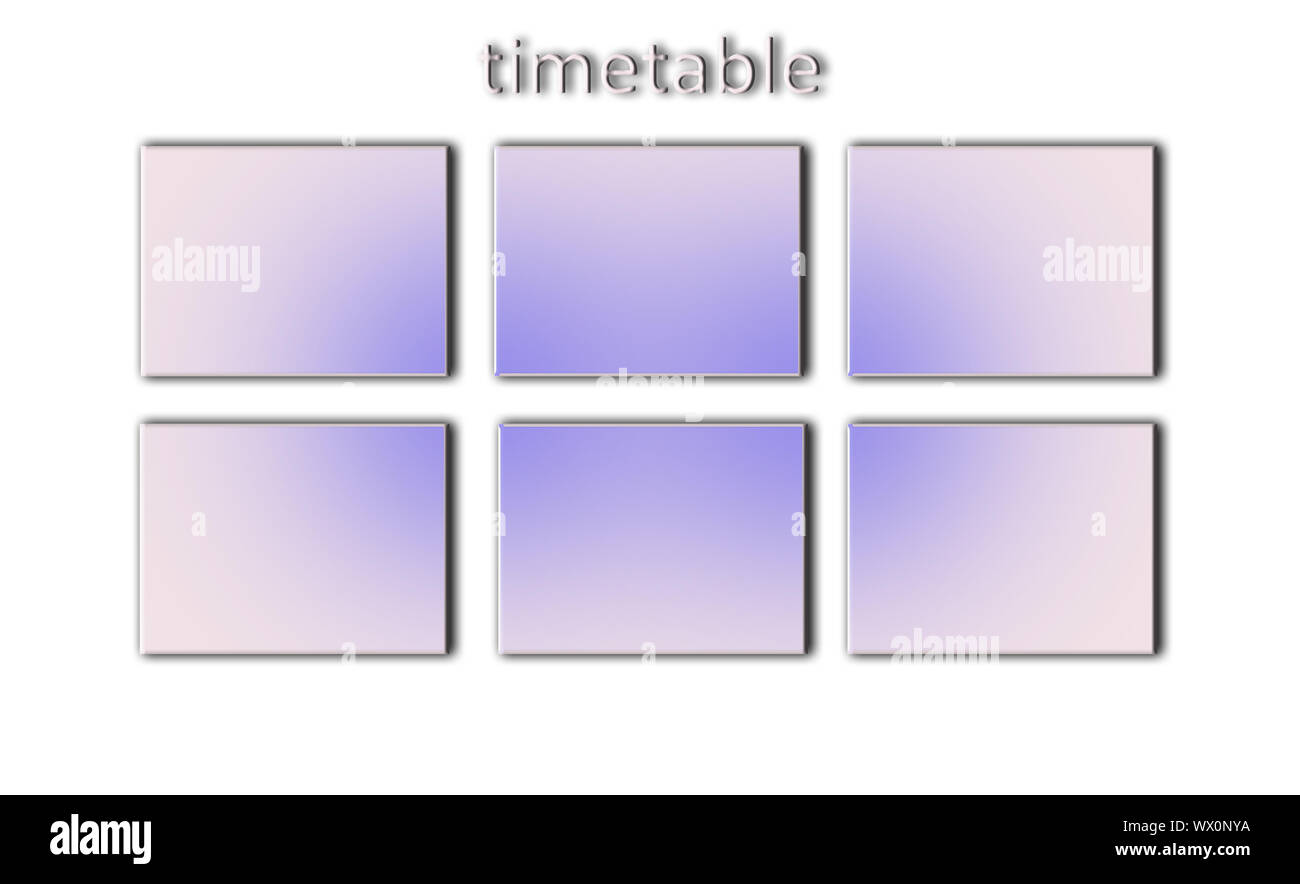El minimalismo. Simulacros de horario escolar. El concepto de gestión del tiempo. Preparación del diseñador. l plana vista desde arriba. Foto de stock