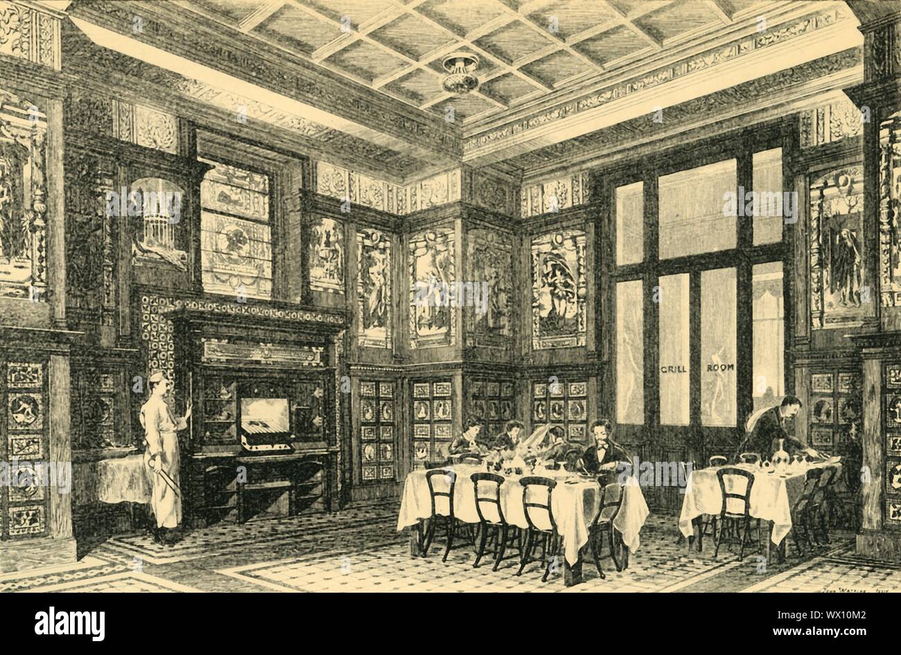 Este comedor o Grill Room', c1860s, (1881). Ver mostrando la decoración  interior en el Grill Room (ahora el Poynter Habitación) del Museo de South  Kensington (más tarde renombrada Victoria &Amp; Albert Museum