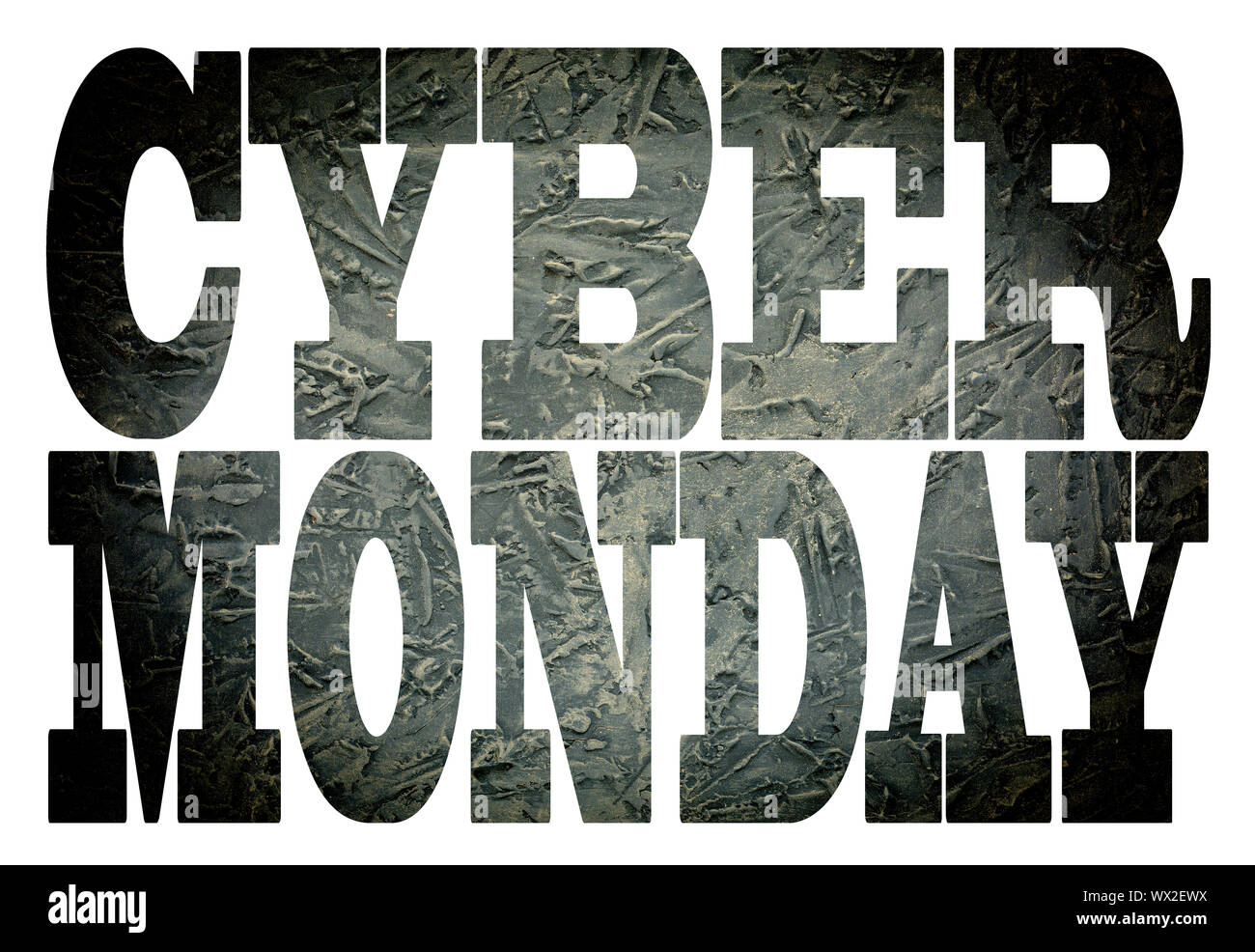 Cyber Monday. font, la transparencia, el concepto de negocio de tienda de descuento, venta, tienda, firmar en blanco Foto de stock