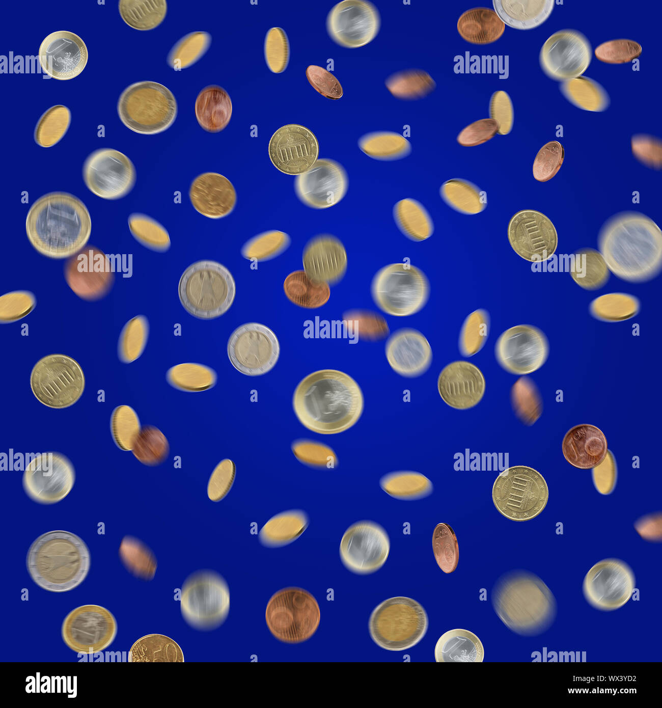 Centavos del cielo, una inundación de dinero, Foto de stock