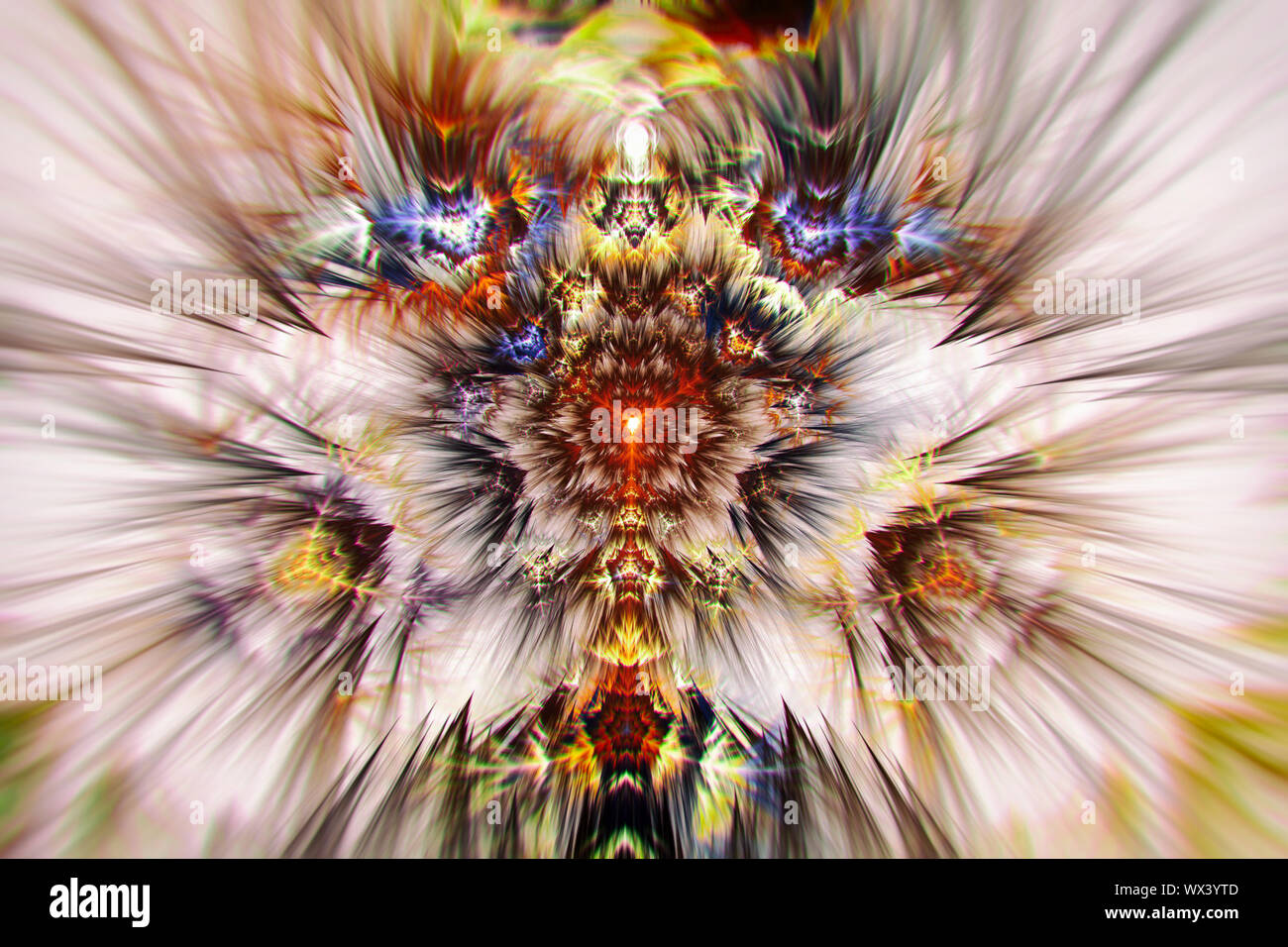 Imagen fractal: franjas de color brillante y líneas. Foto de stock