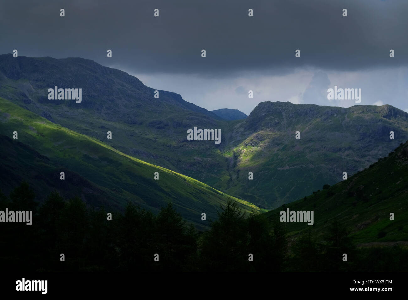 Gran Langdale en el Lake District inglés, Cumbria, Reino Unido. Foto de stock