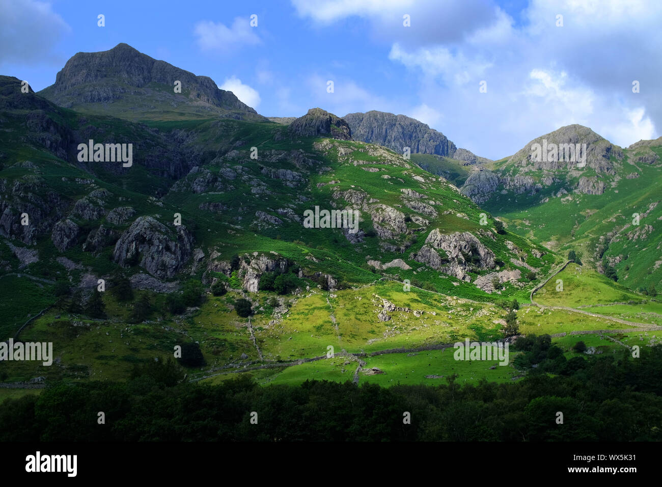 Gran Langdale en el Lake District inglés, Cumbria, Reino Unido. Foto de stock