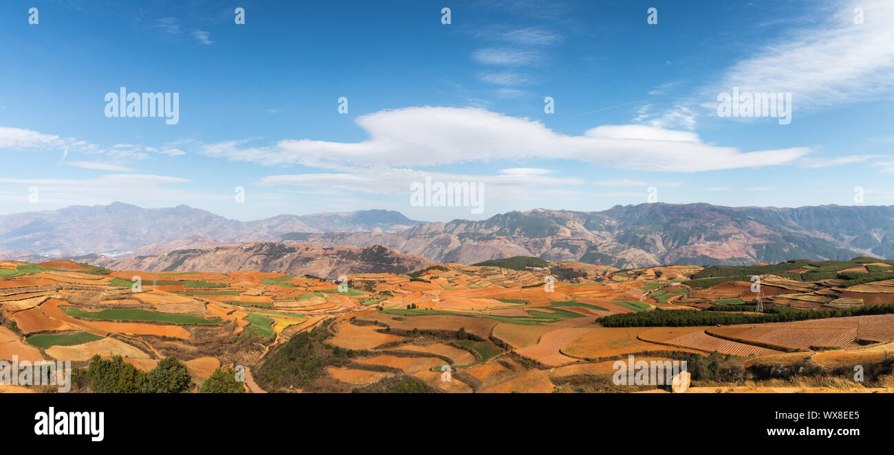 Yunnan tierra roja panorama Foto de stock