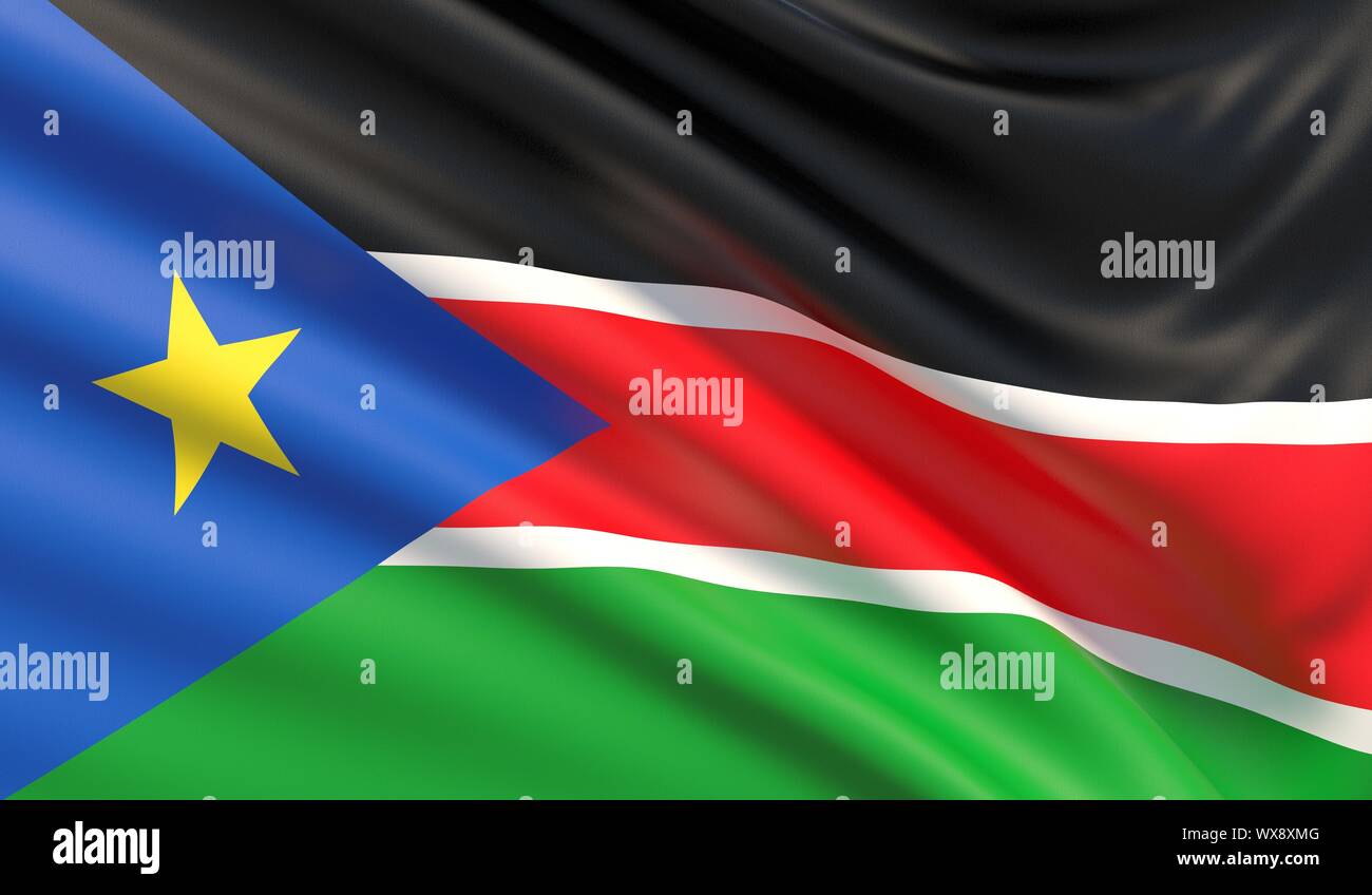 Bandera De Sudán Del Sur Saludó Muy Detalladas De Textura De Tela Fotografía De Stock Alamy