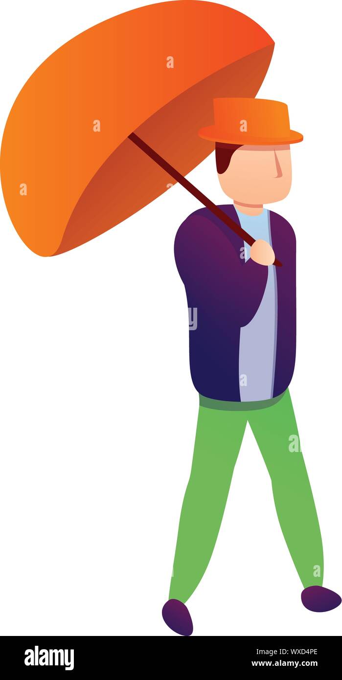 Hombre elegante paraguas naranja icono. Caricatura de hombre elegante  paraguas naranja icono vectoriales para diseño web aislado sobre fondo  blanco Imagen Vector de stock - Alamy