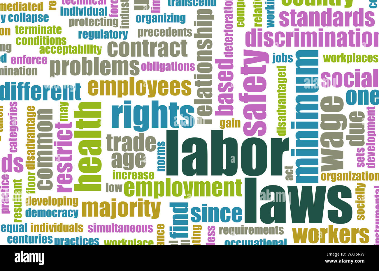 Las leyes laborales en el lugar de trabajo como concepto Foto de stock