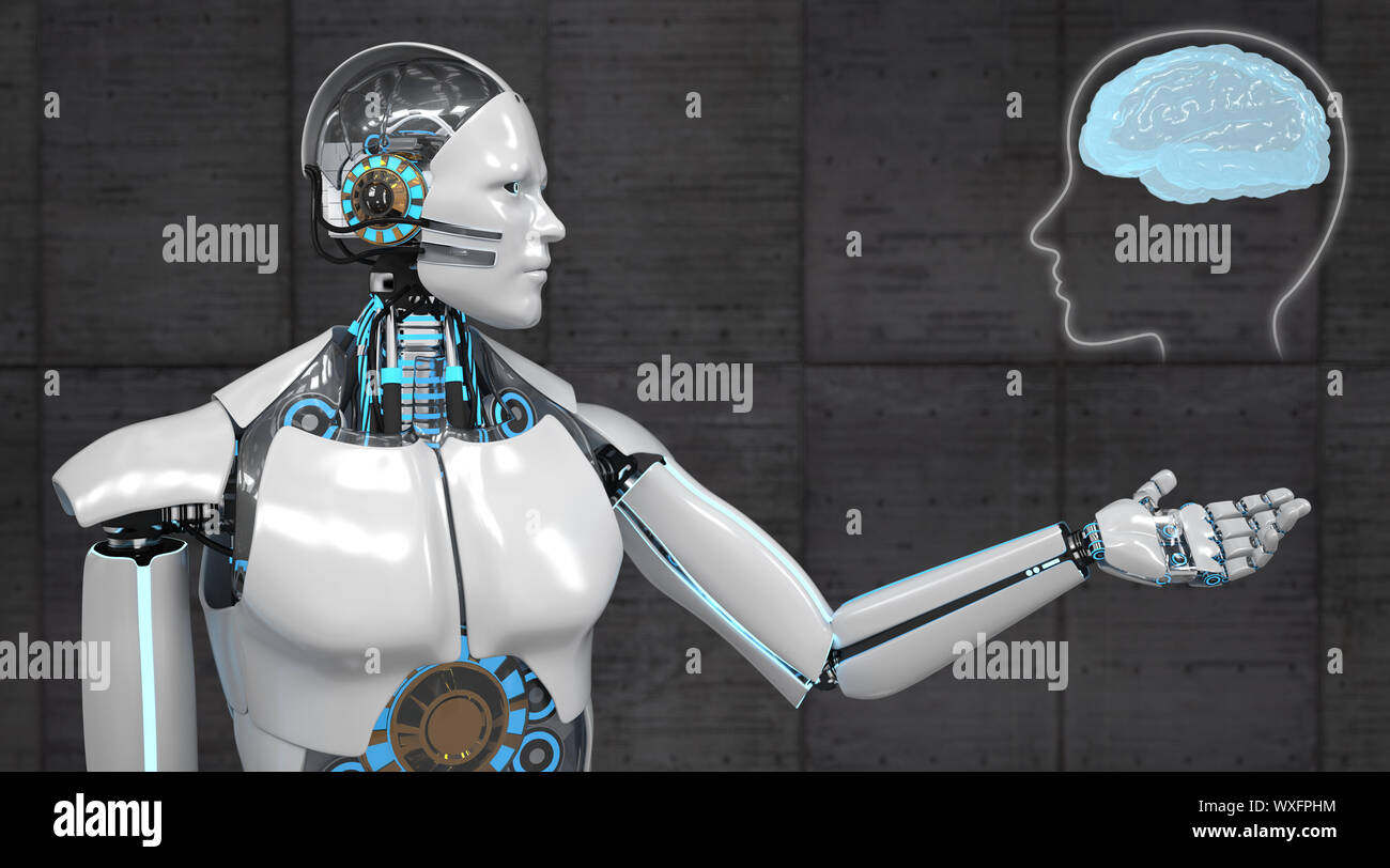 Robot humanoide cerebro humano Fotografía de stock - Alamy