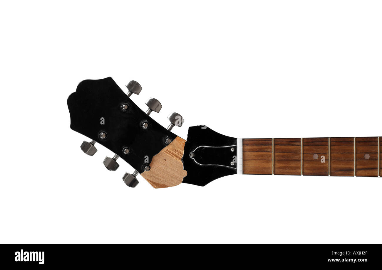 Servicio técnico y reparación de guitarra - vista superior muñeca rota guitarra  acústica aislado fondo blanco Fotografía de stock - Alamy