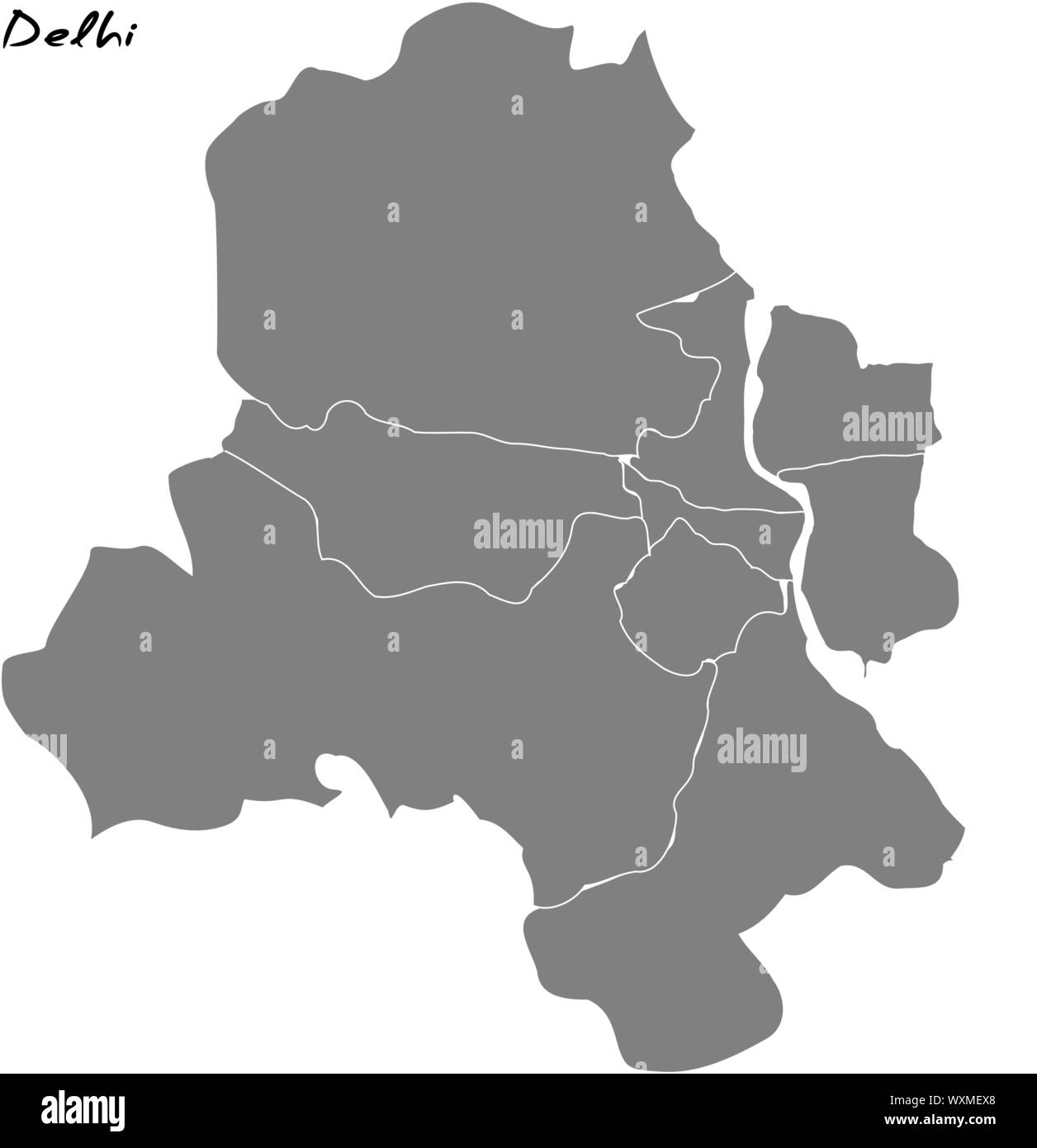 Delhi mapa de alta calidad. Ilustración vectorial Ilustración del Vector