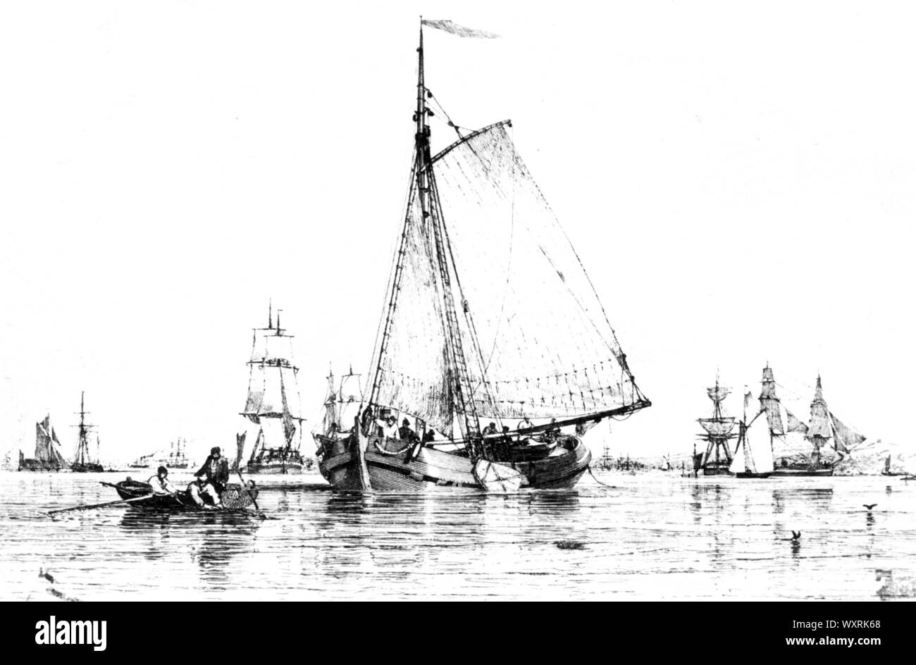 AJAXNETPHOTO. 1829. BLACKWALL, Inglaterra. - Holandés MERCHANTMAN - UN SIGLO XIX grabado de un holandés en SCHUYT BLACKWALL REACH. Foto: Imagen VINTAGE AJAX LIBRARY REF:()AVL_SHH_SCHUYT_1829_1 Foto de stock