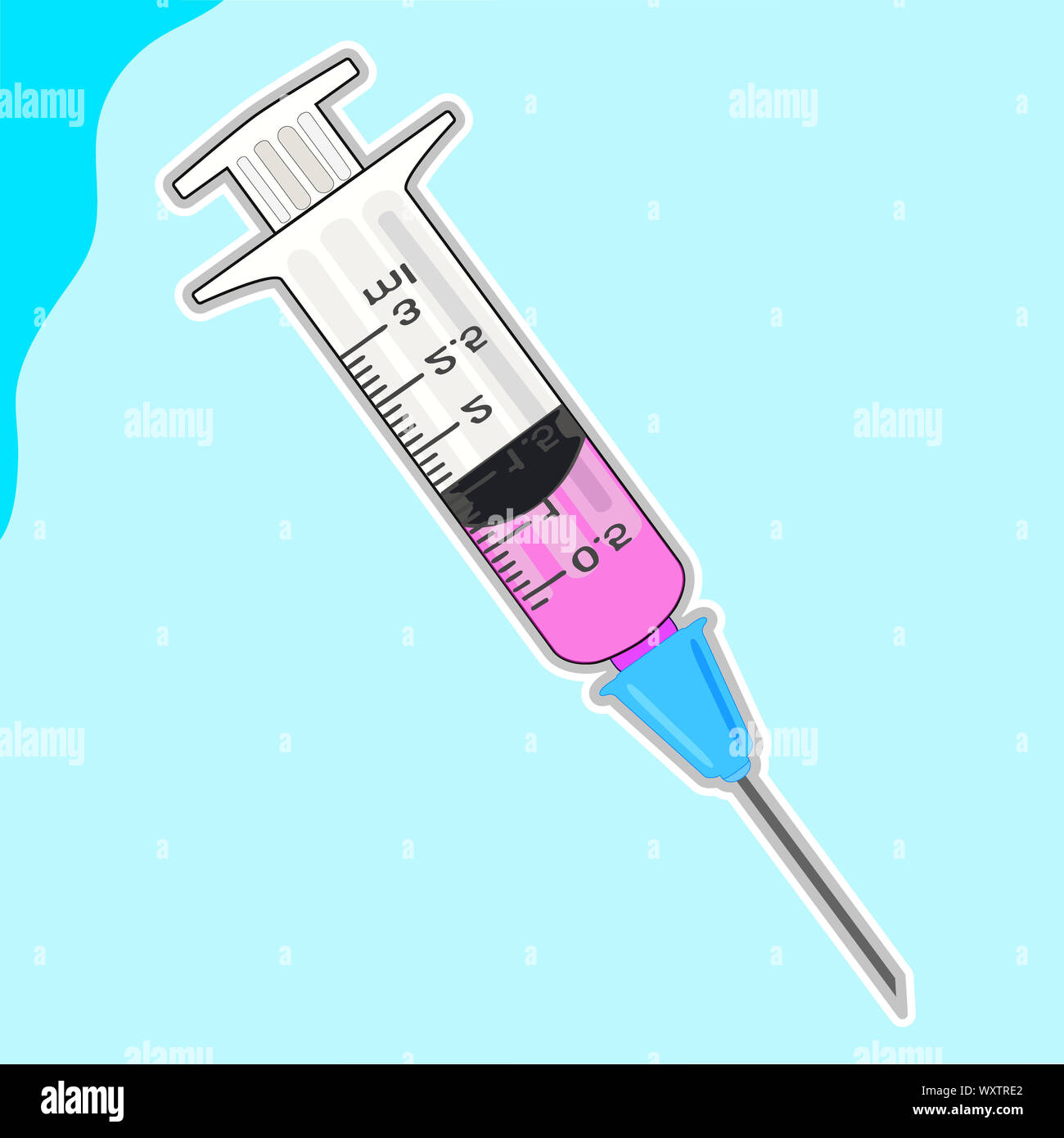 Plano de dibujo de una jeringa médica con una aguja.concepto de vacunación,  inyección, aislado. Ilustración Fotografía de stock - Alamy