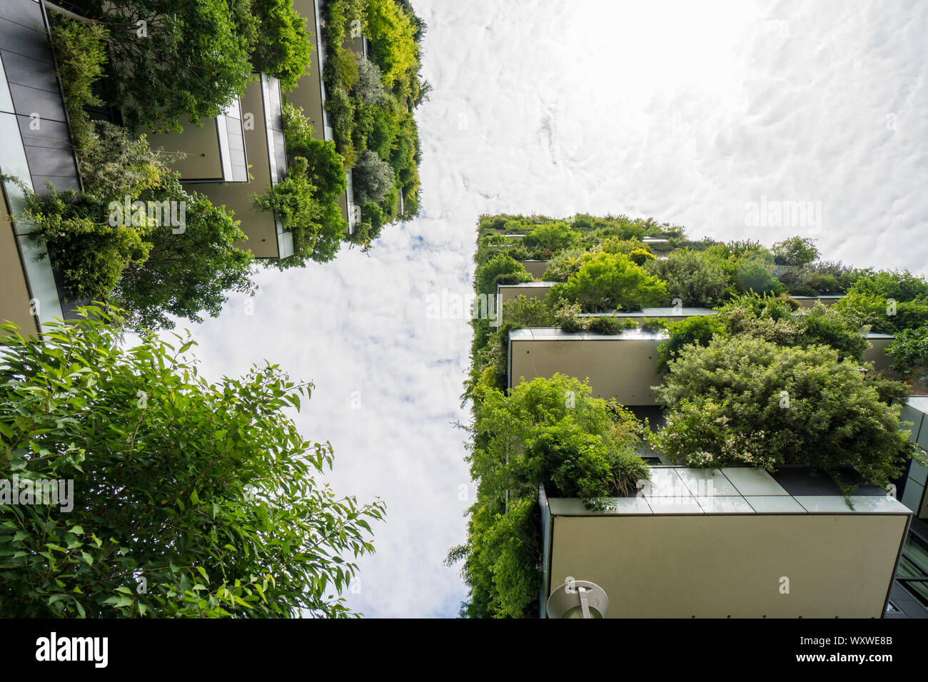 Milán, Italia: el rascacielos llamado Bosco Verticale (Bosque Vertical), el innovador y arquitectura sostenible en el distrito de Porta Nuova. Foto de stock