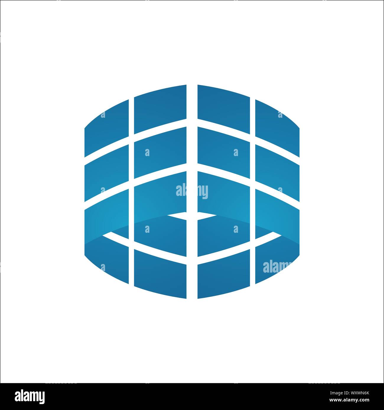 Edificio cuadrado de vidrio cristal 3d concepto de Ilustración creativa del logotipo Ilustración del Vector
