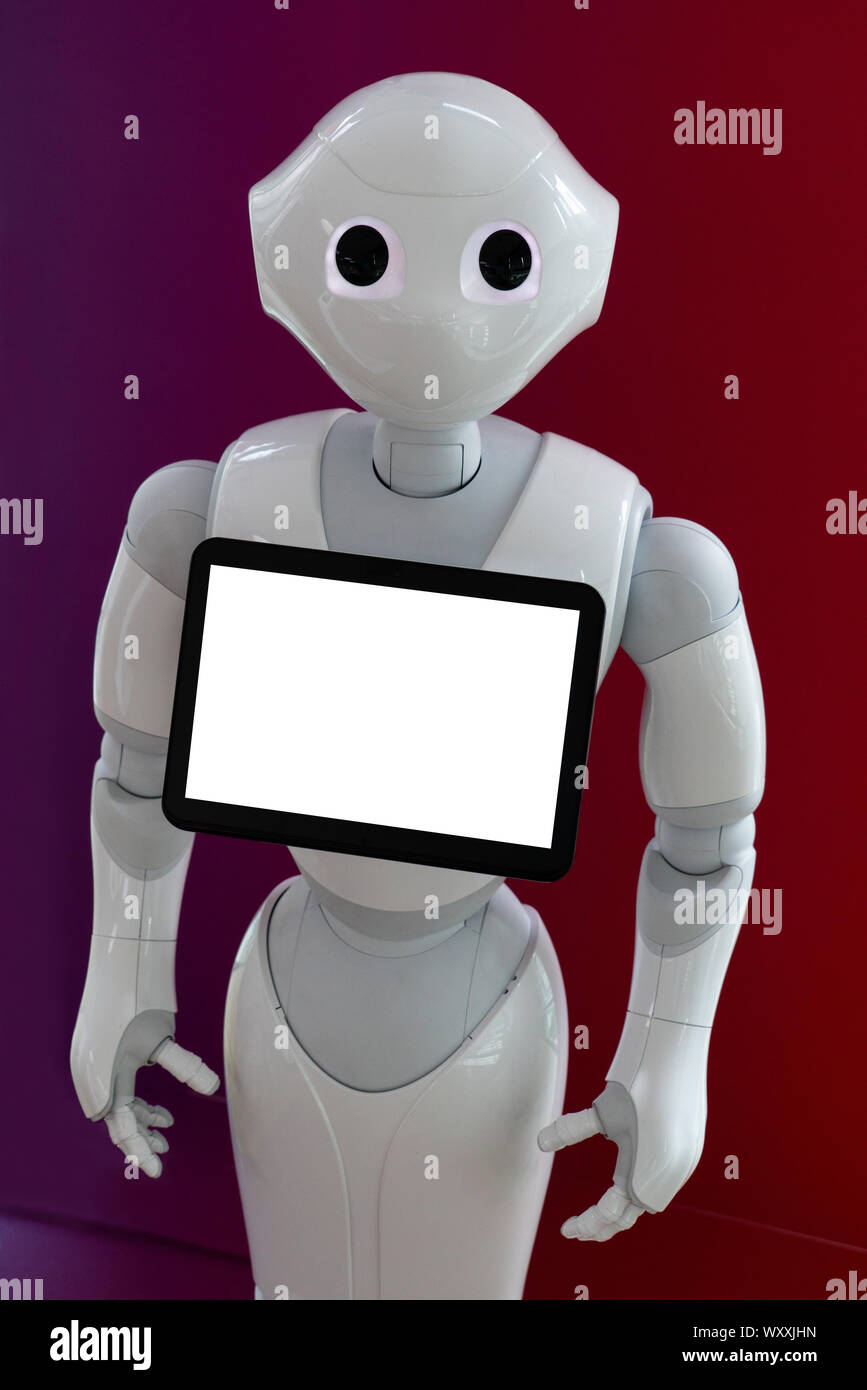 Consultor del robot con pantalla táctil Fotografía de stock - Alamy