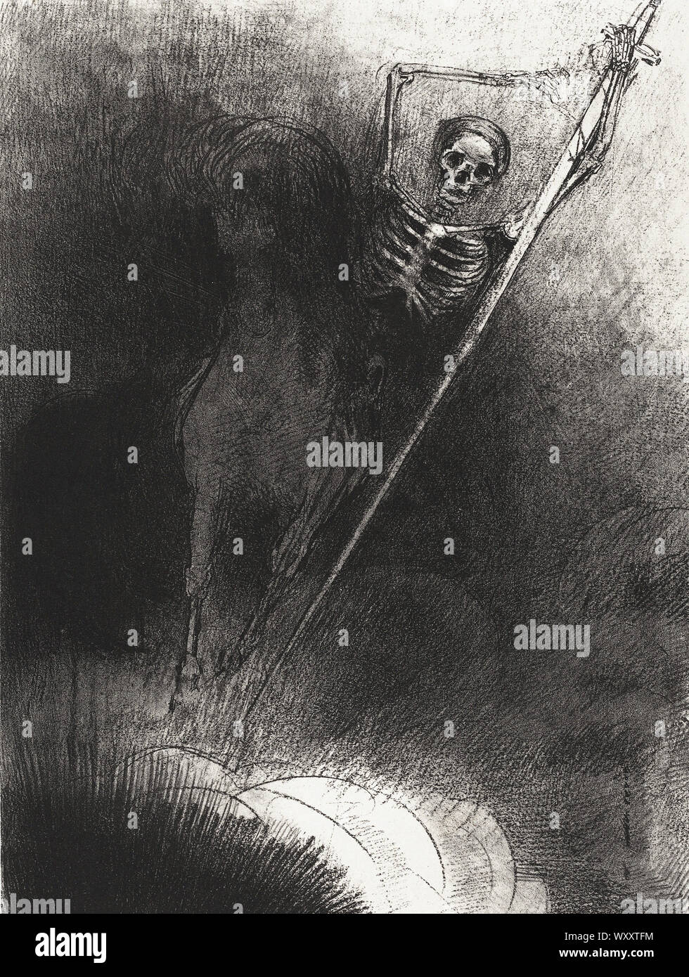 Odilon Redon - y su nombre que estaba sentado sobre él era la muerte (1899) Foto de stock