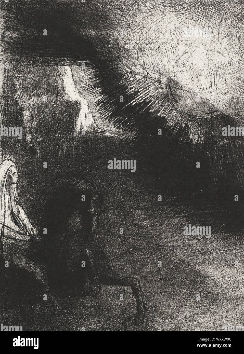 Odilon Redon - Peregrino del mundo Sublunary (1891) Foto de stock