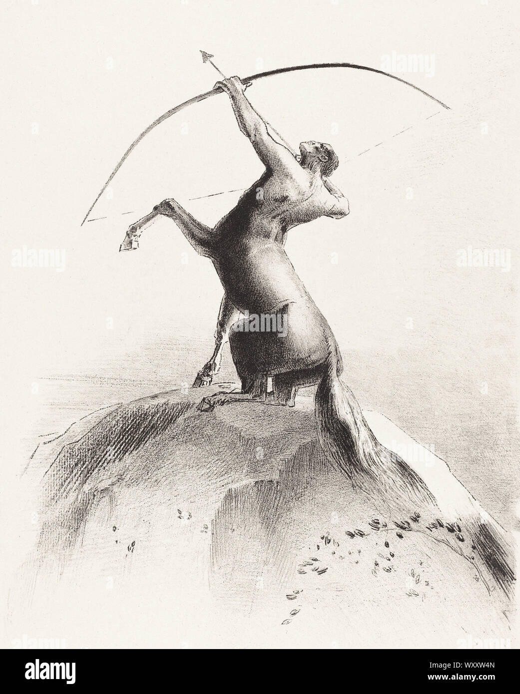 Odilon Redon - Centauro apuntando a las Nubes (1895) Foto de stock