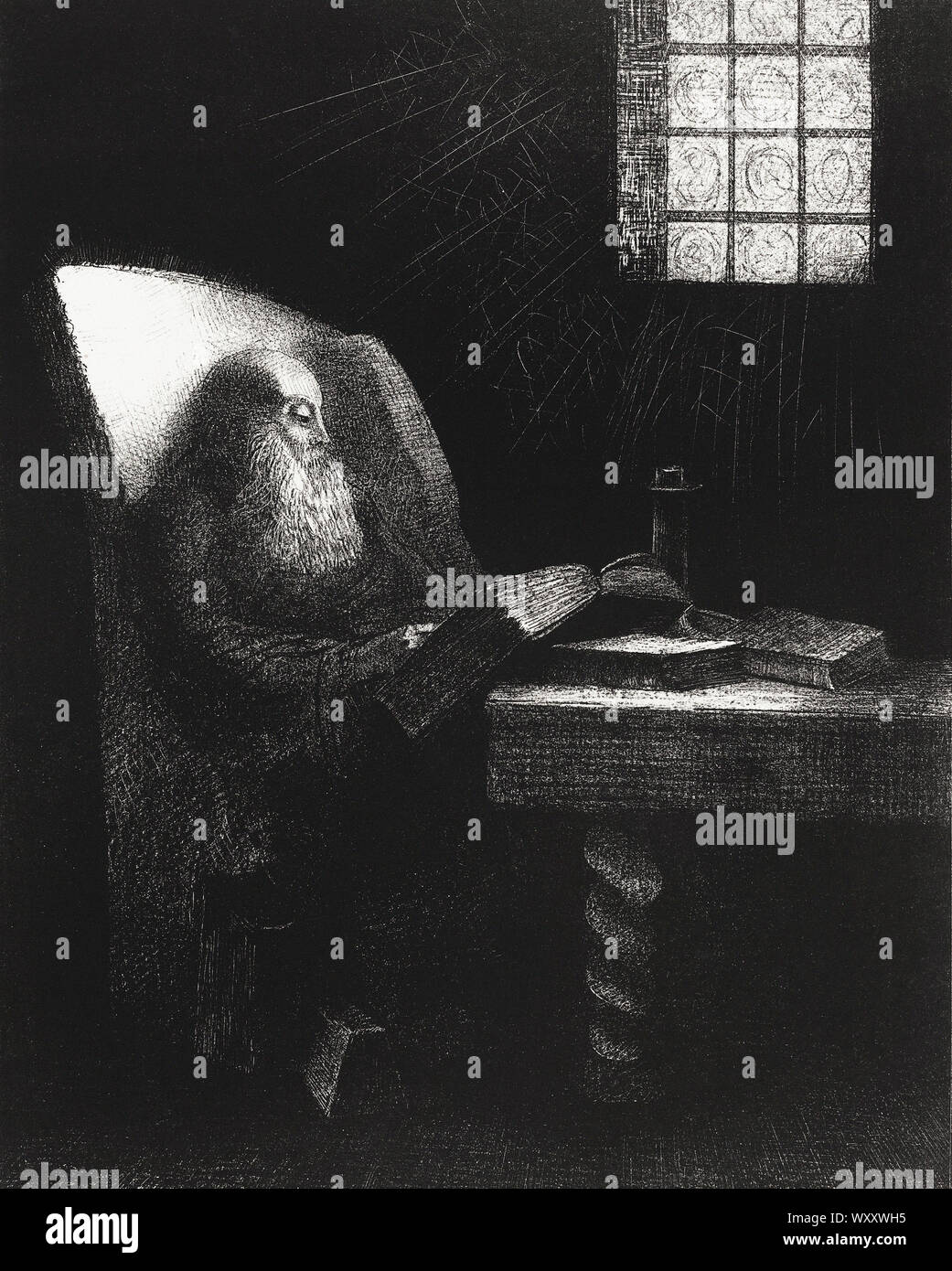 Odilon Redon - El lector (1892) Foto de stock