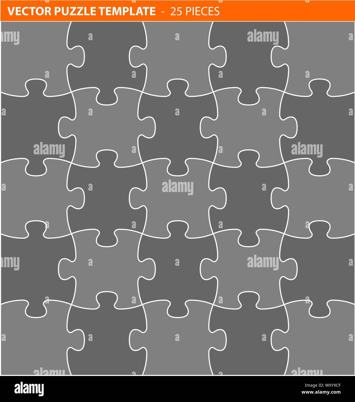 Jigsaw Puzzle / vector completo plantilla - 25 piezas Imagen Vector de  stock - Alamy