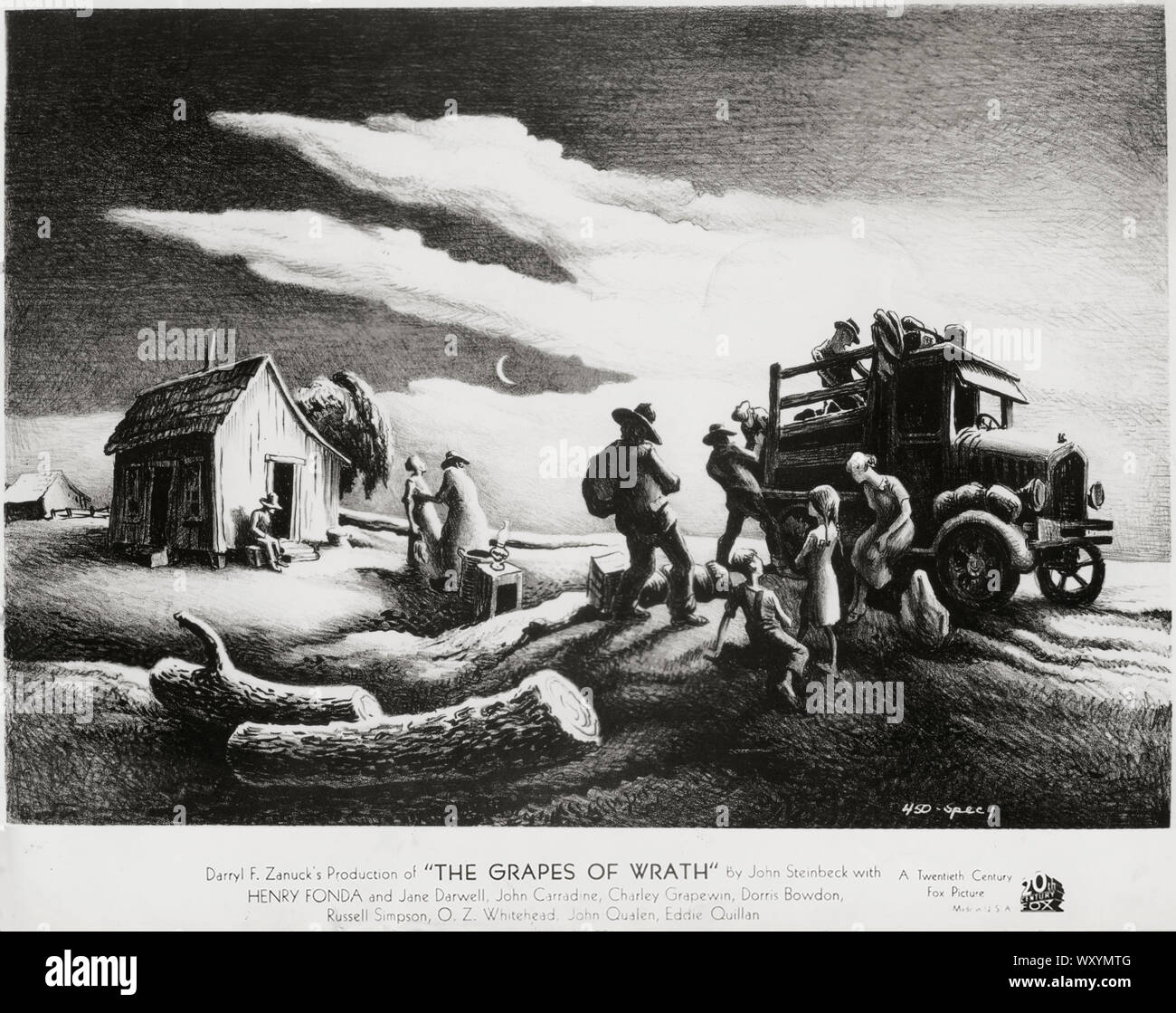 Publicidad cartel de la película, "Las uvas de la Ira", la ilustración de Thomas Hart Benton, 20th Century-Fox, 1940 Foto de stock