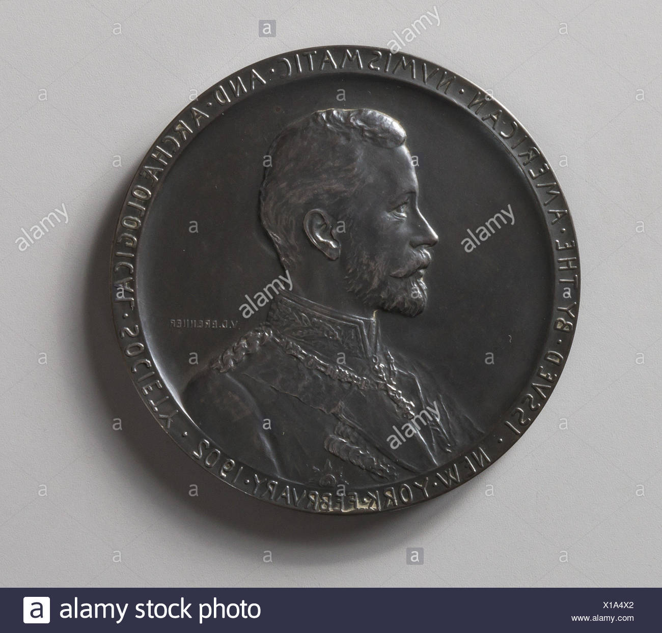 El Príncipe Enrique de Prusia. Artista: Victor David Brenner (American (nacido en Kaunas, Lituania), Nueva York, 1871-1924); Fecha: 1902; Medio: Plata; Dimensiones: Foto de stock